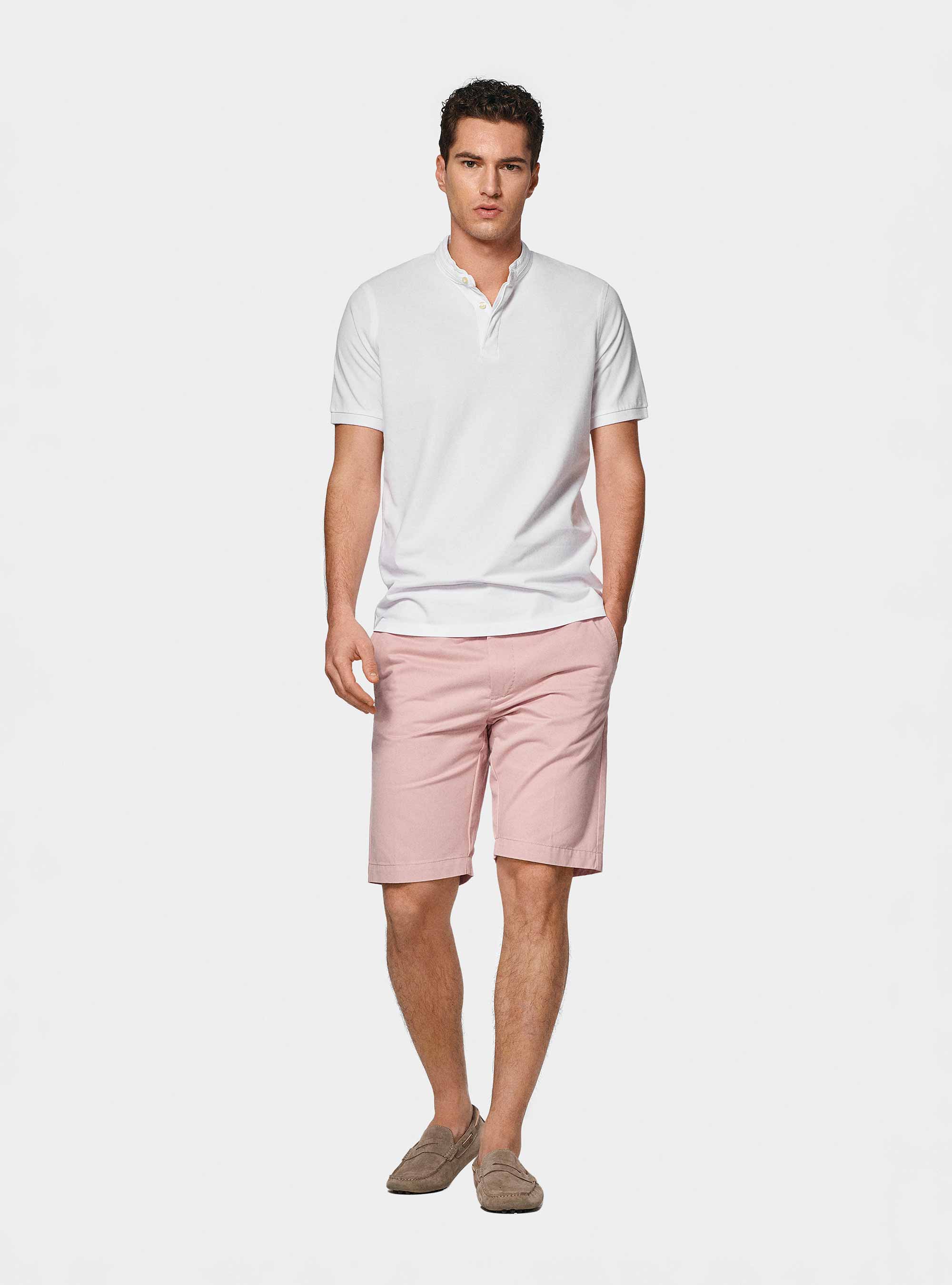 Polo en piqué coréen, BLANC