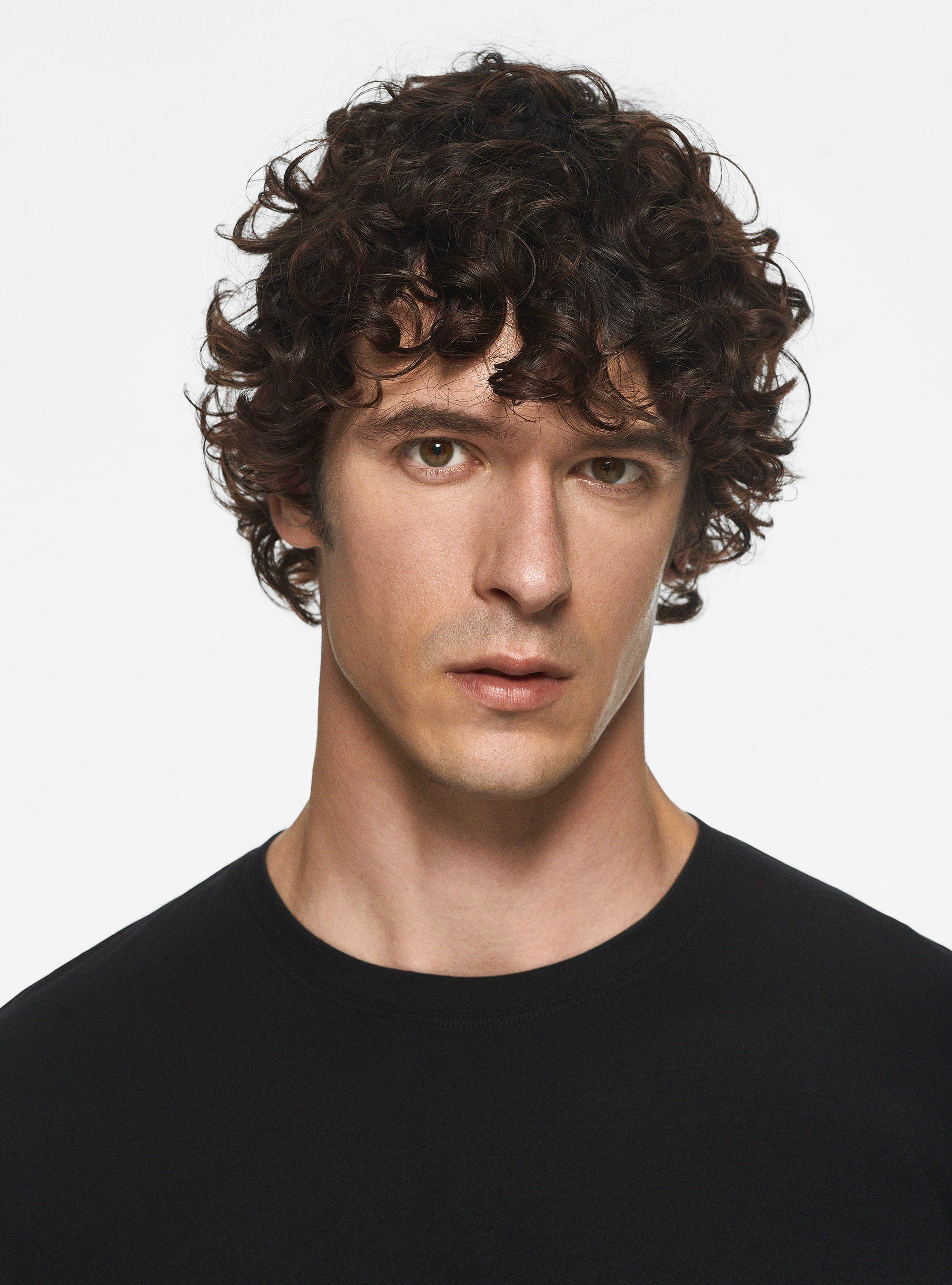 T-shirt mezza manica in cotone Supima, NERO