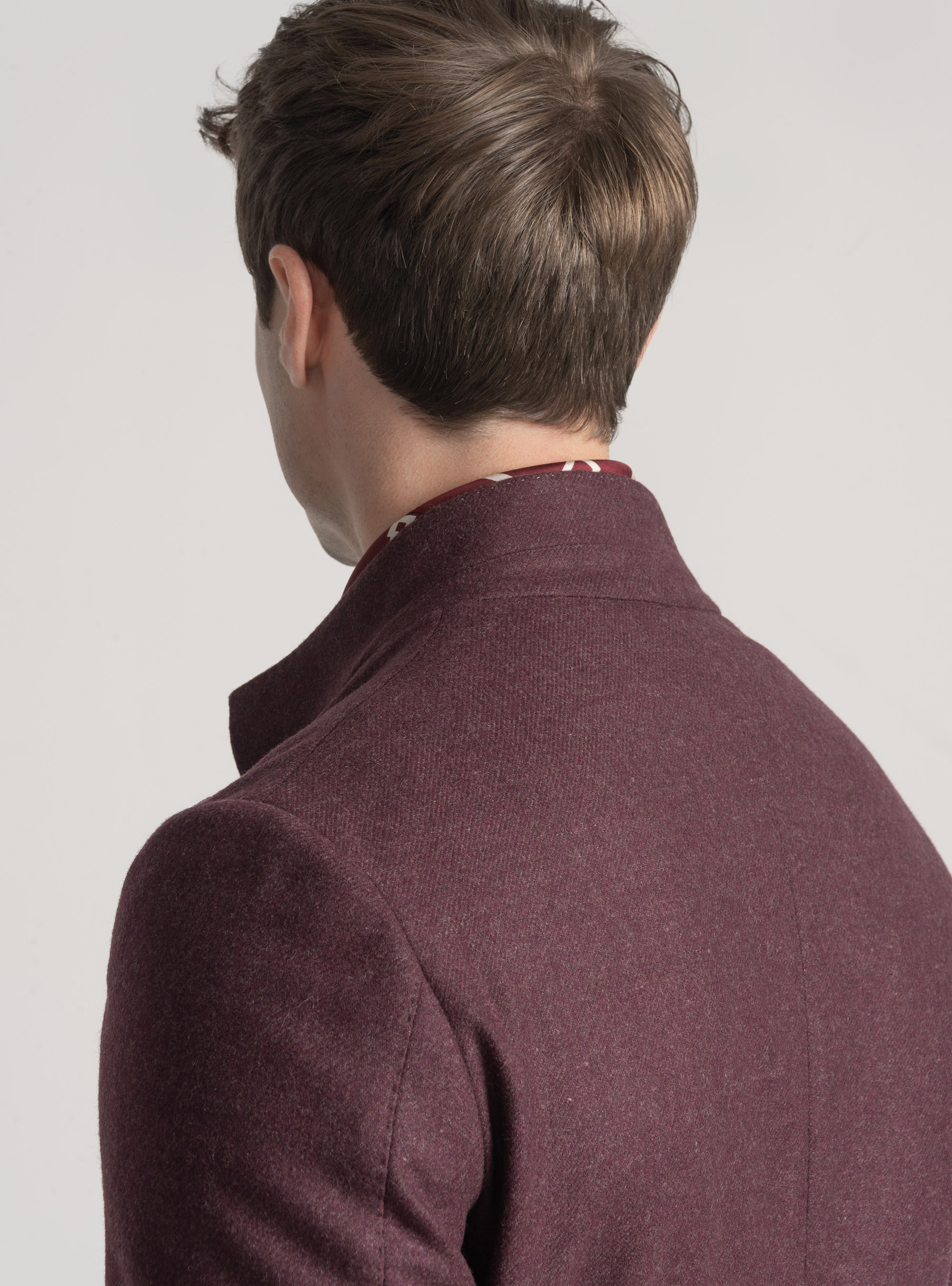 Giacca coreana in flanella di lana, BORDEAUX