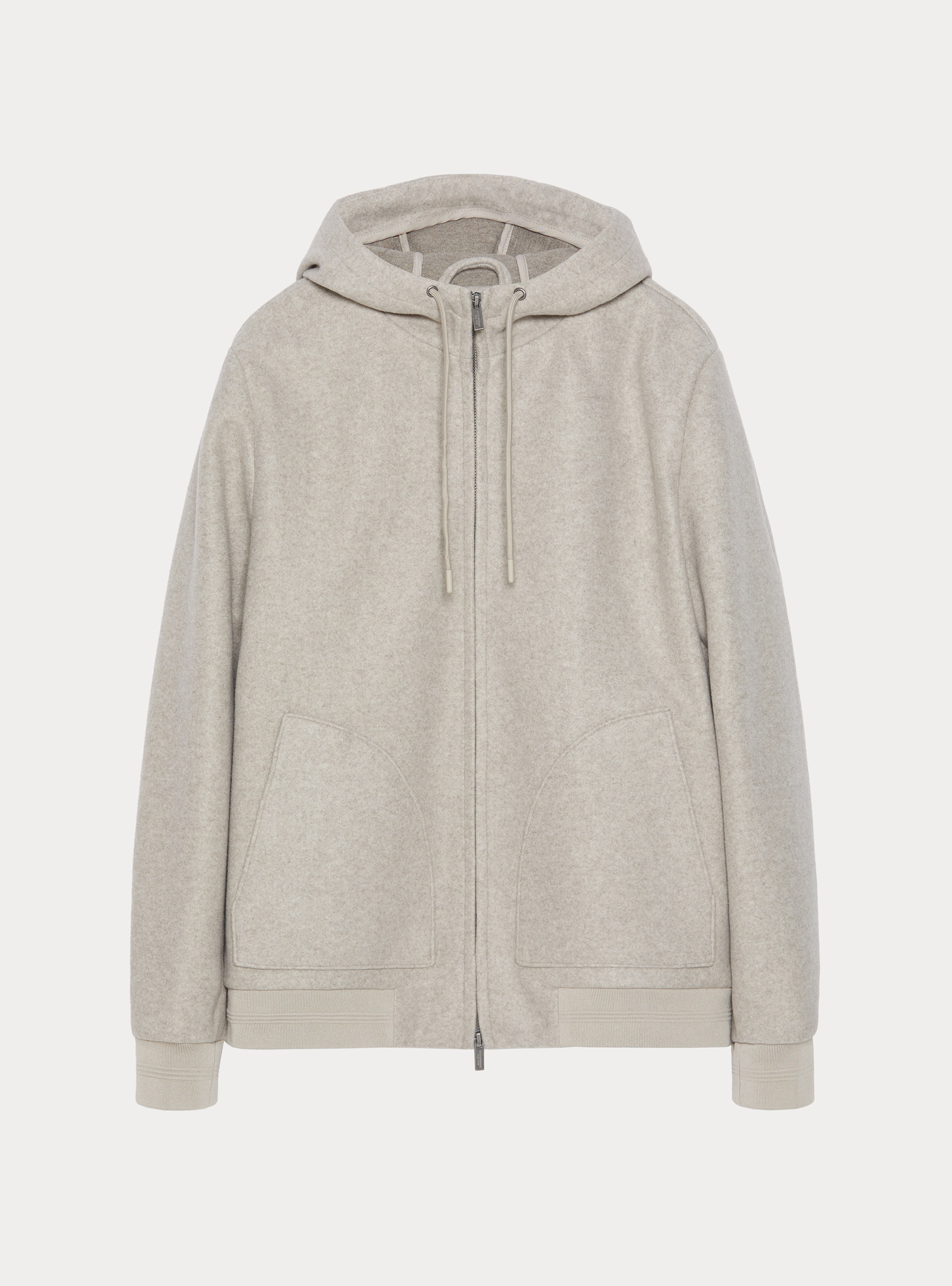 Stretch wool jacket with a hood, ECRU