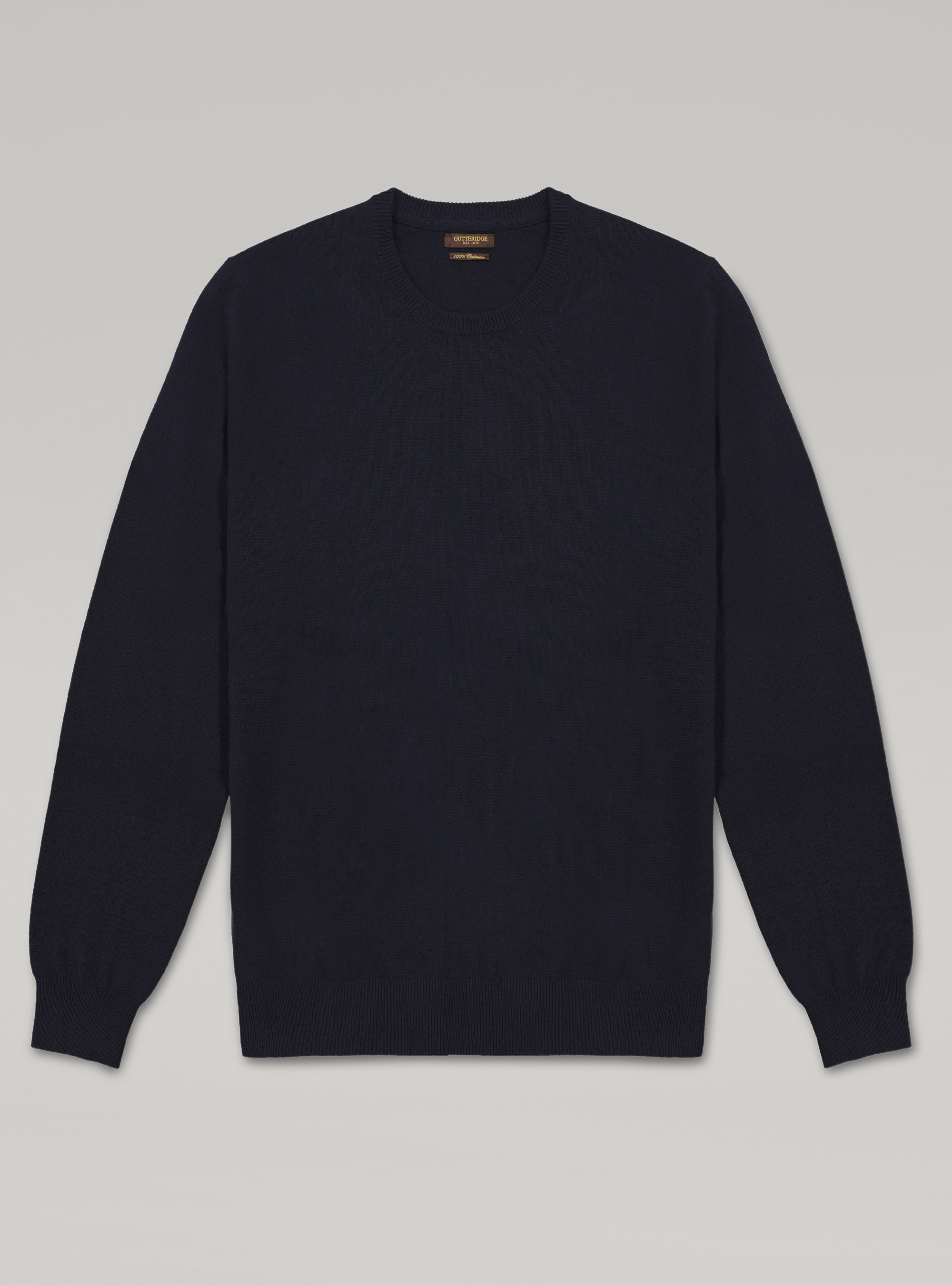 100% cashmere round neck sweater, NAVY BLUE