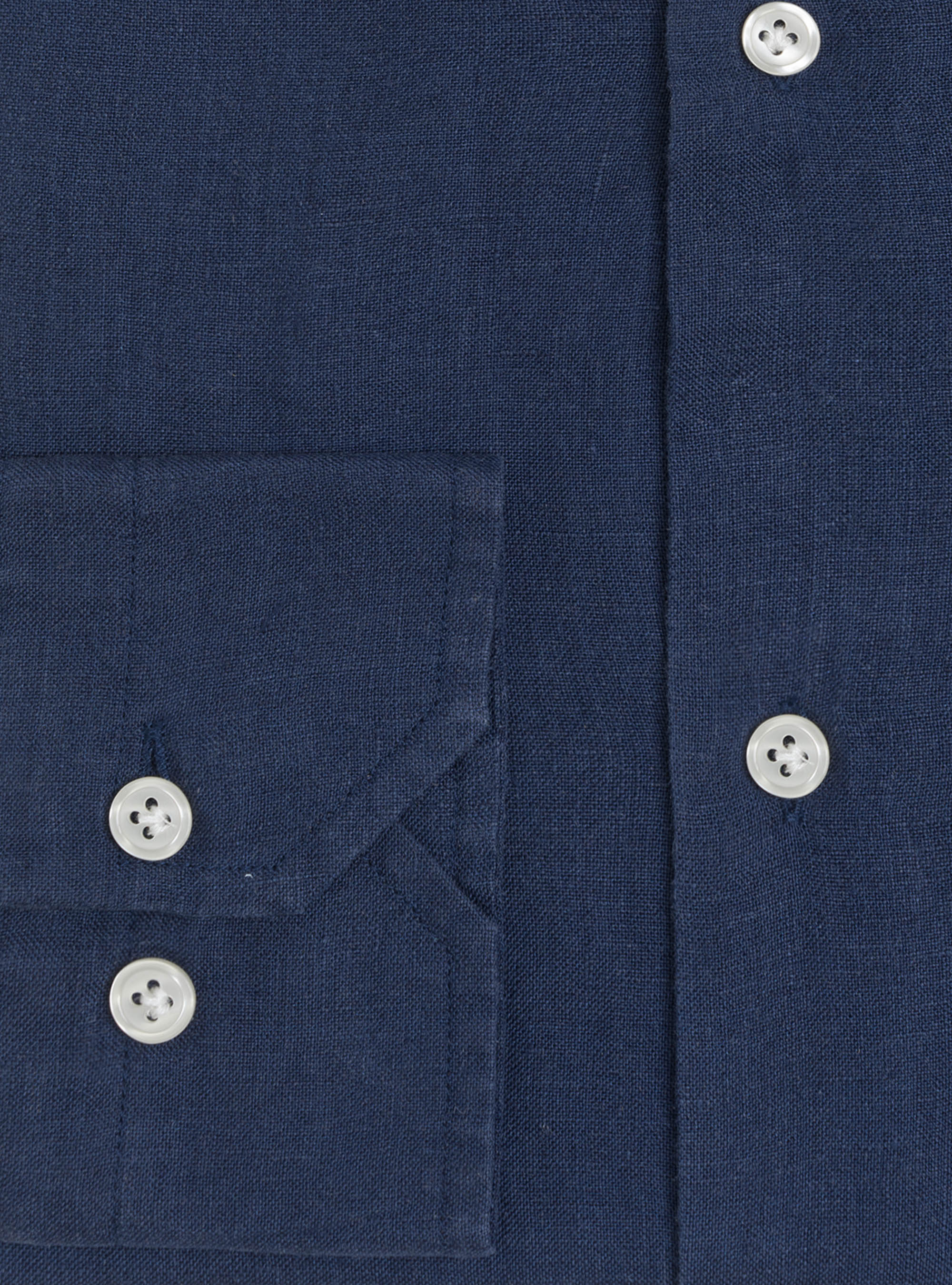 Camicia coreana in puro lino, BLU NAVY
