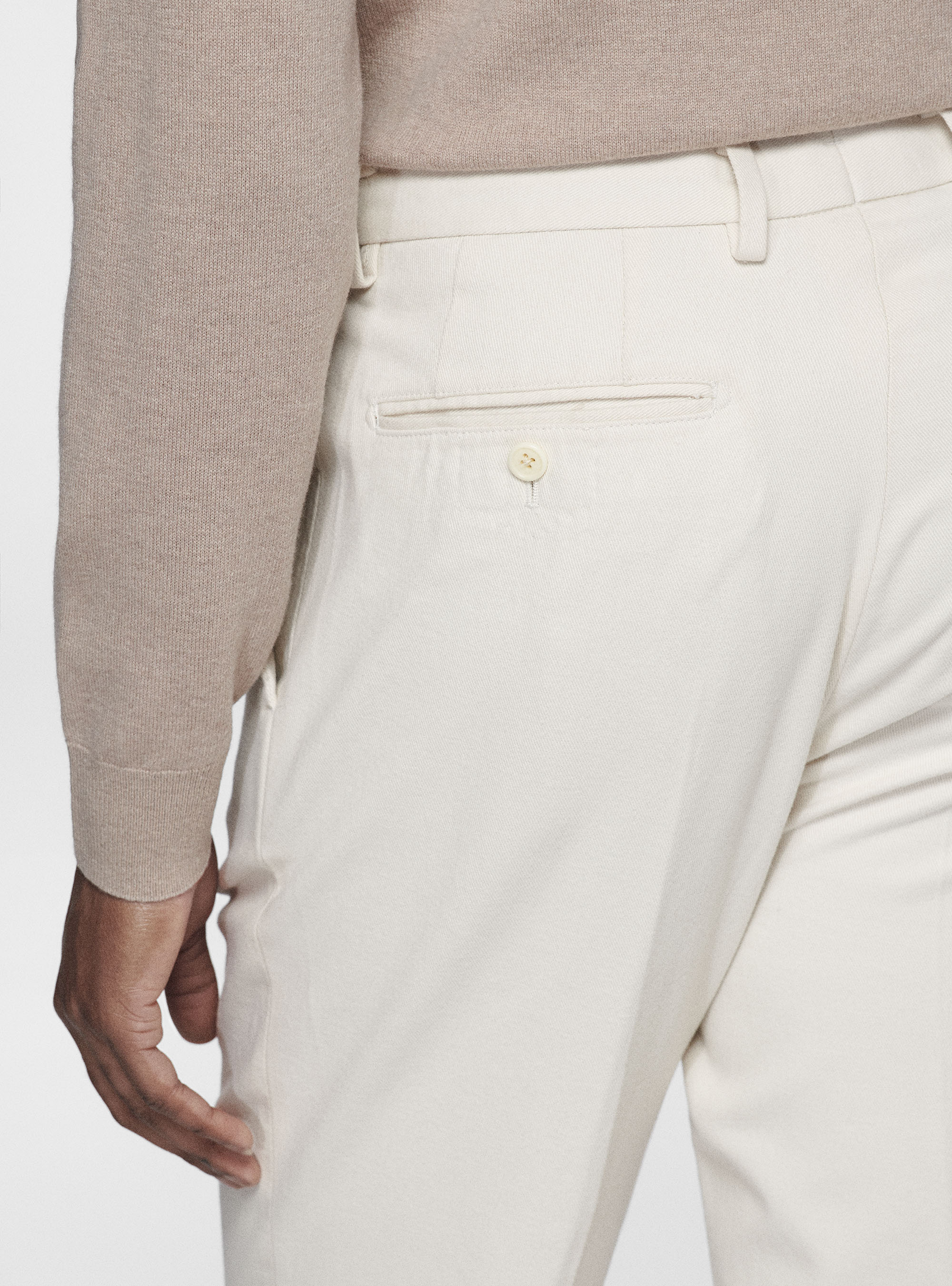 Cotton and cashmere twill pleat trousers, OFF-WHITE