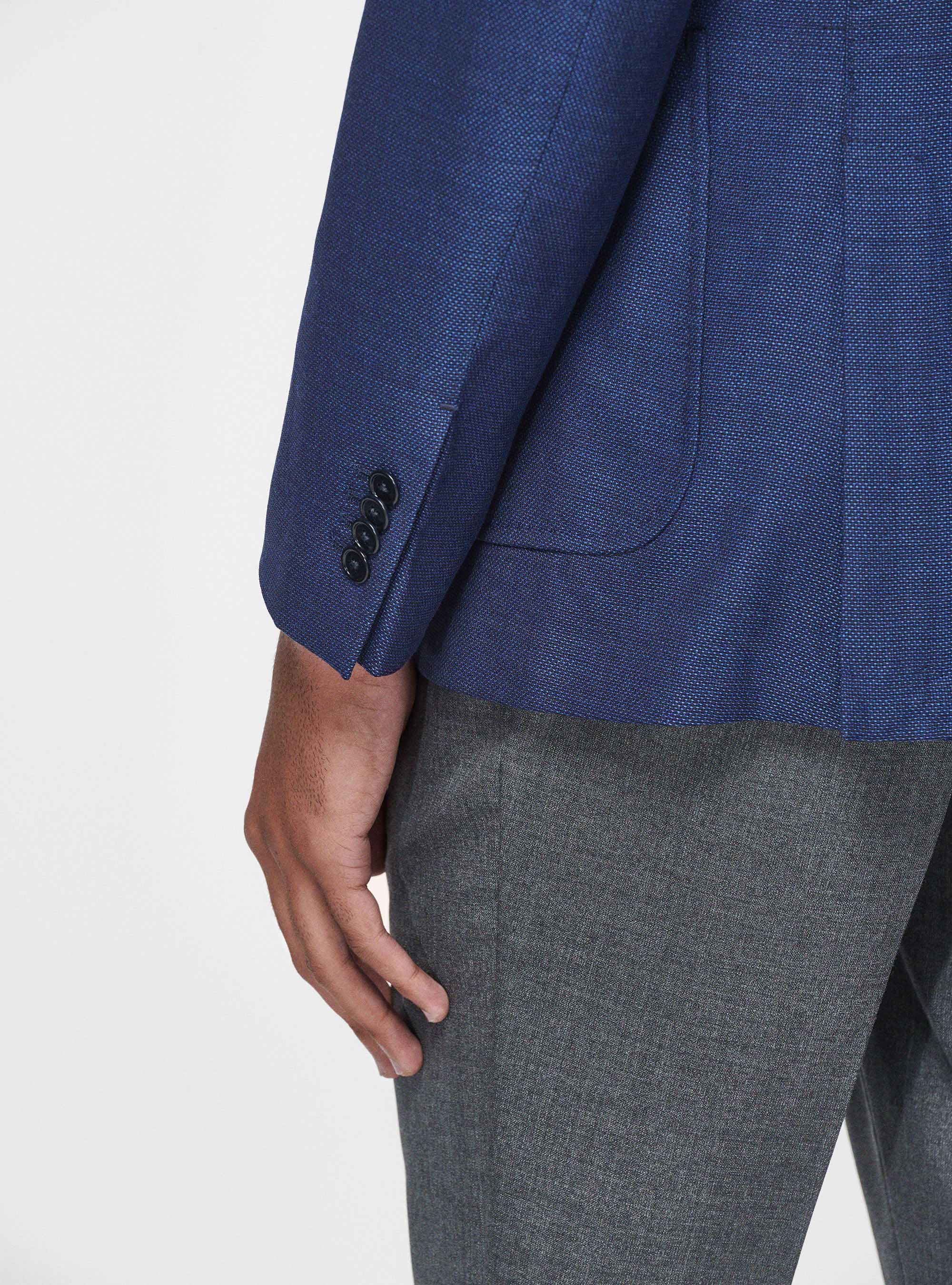 Micro-textured wool blazer, BLUE