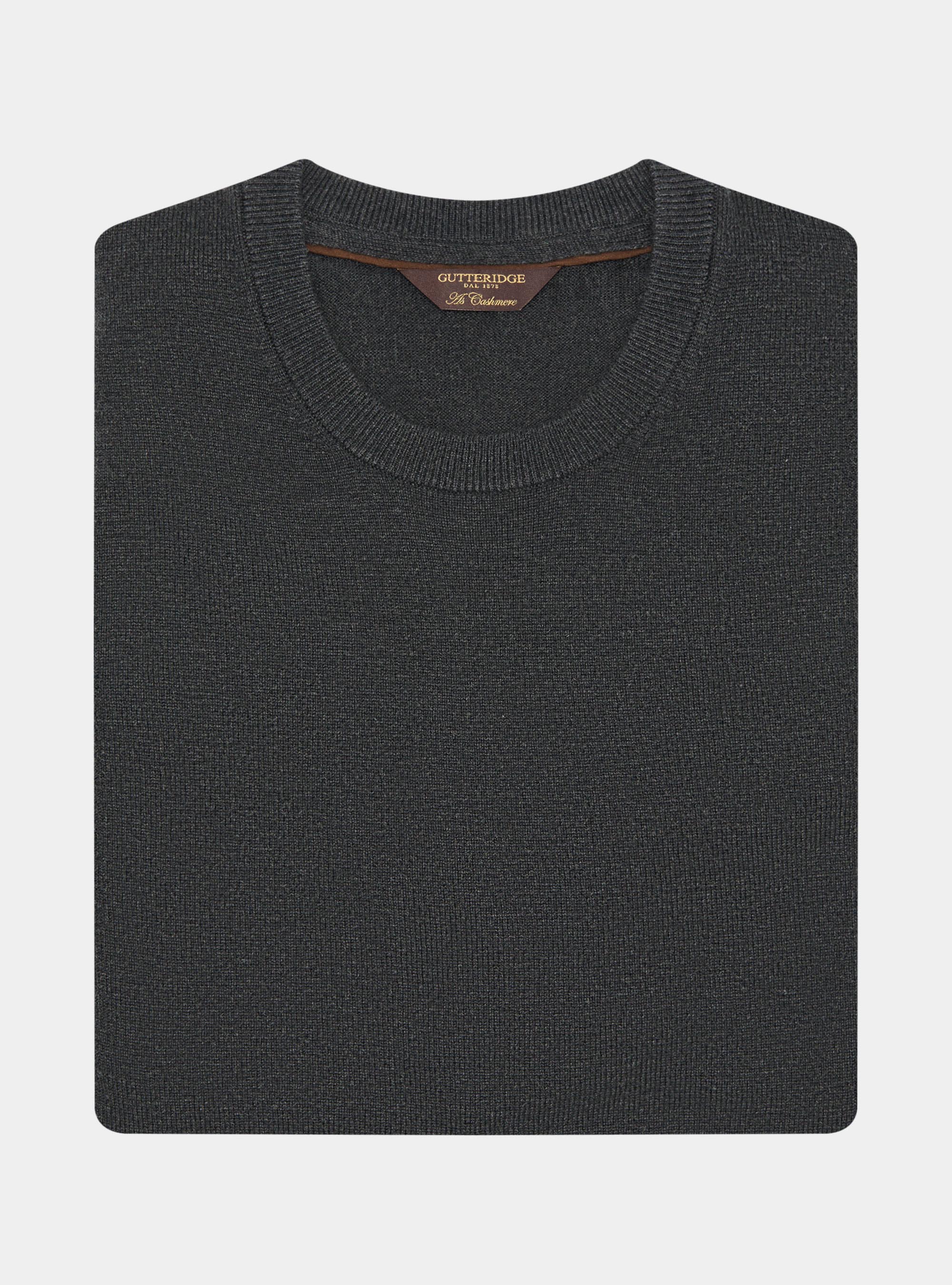 Girocollo in maglia in lana poliammide cashmere, ASPHALT GREY