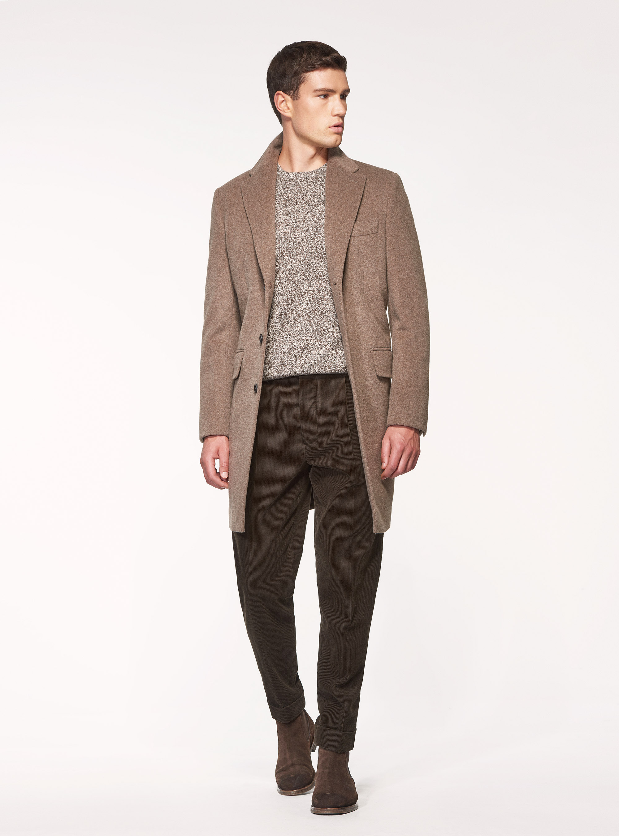 Jersey de cuello redondo de pura lana Shetland, MARRON