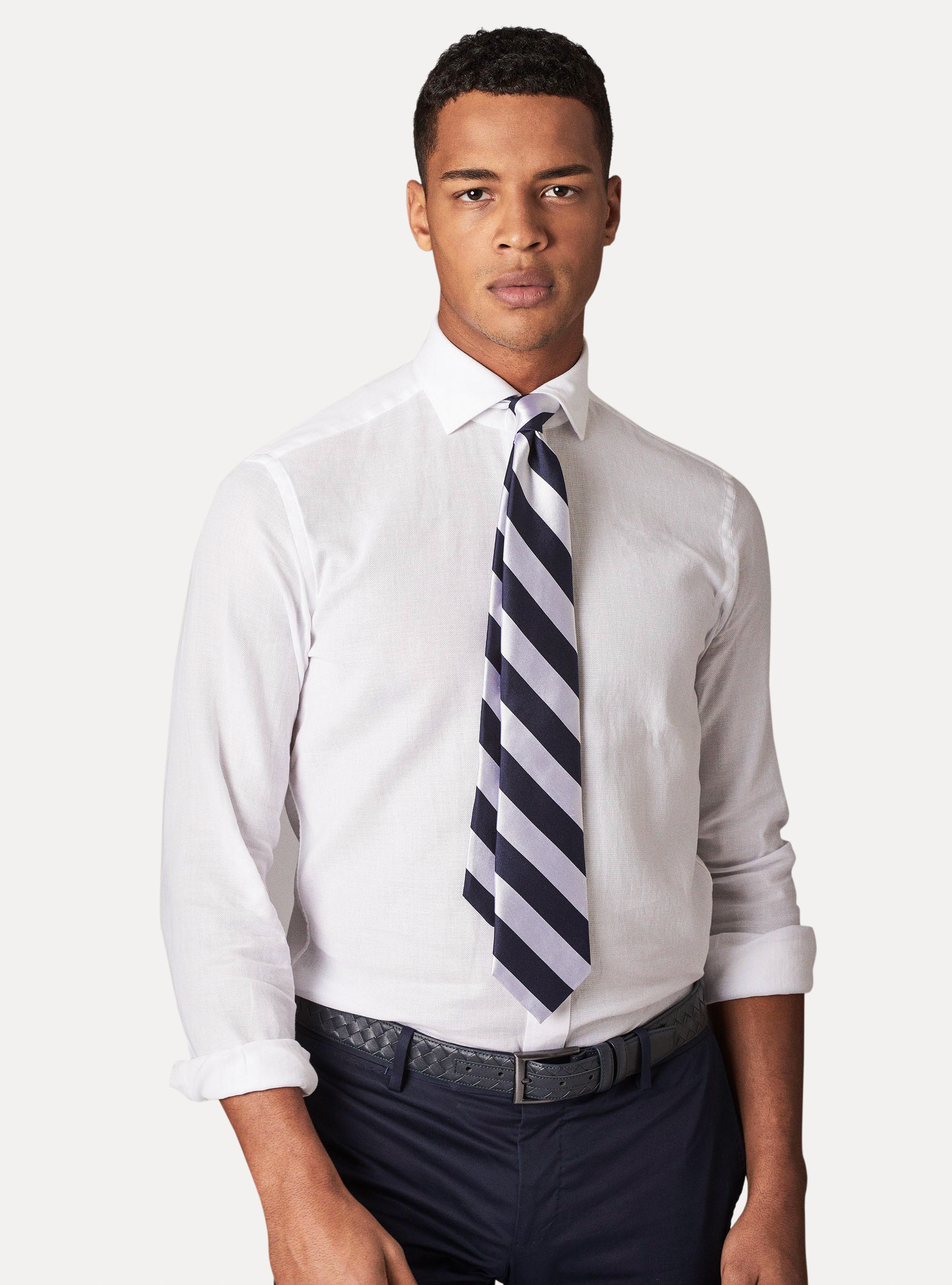 Camicia collo francese piccolo in giro inglese, BIANCO