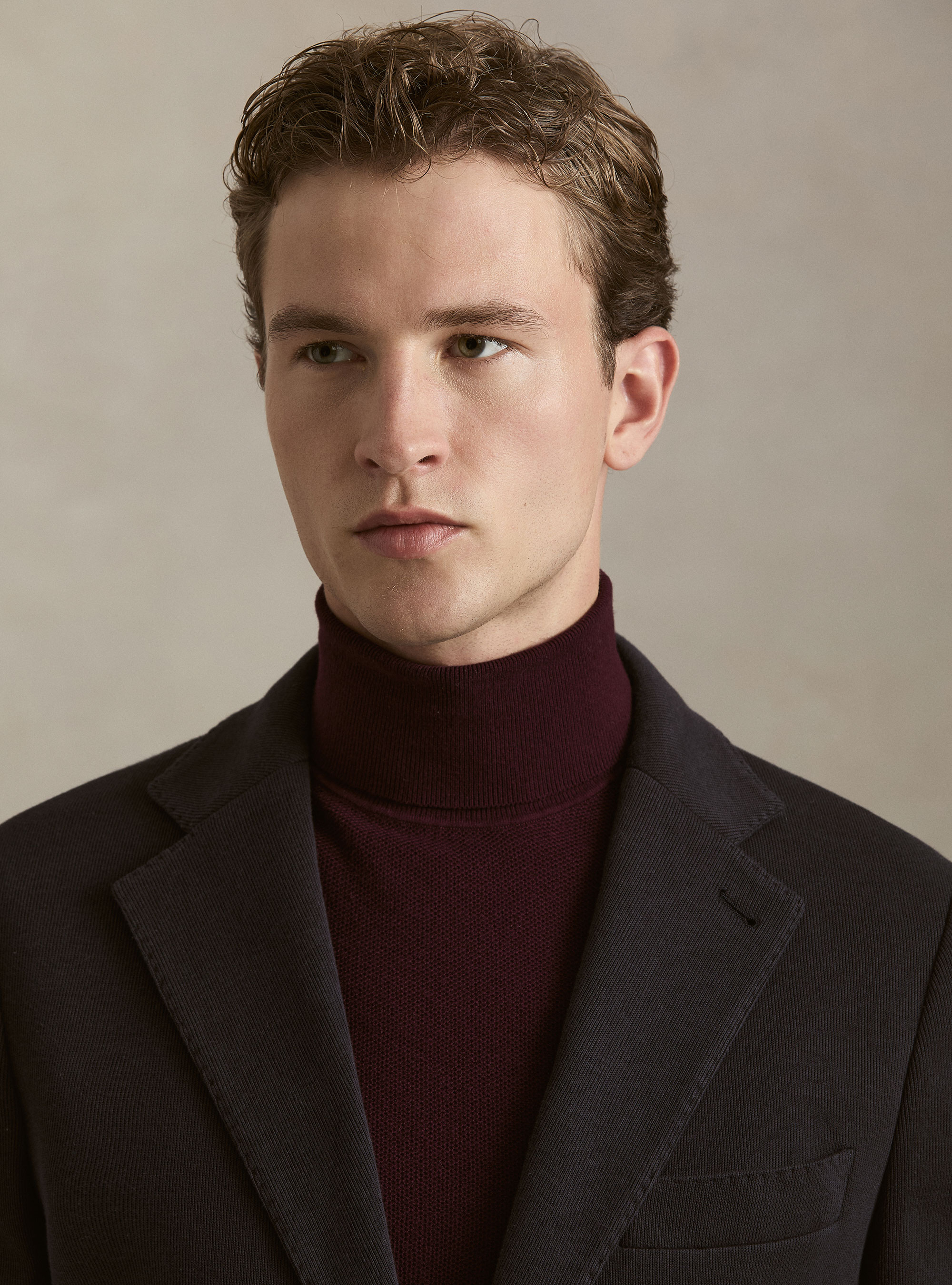 Cotton-Blend Jersey Blazer, NAVY BLUE