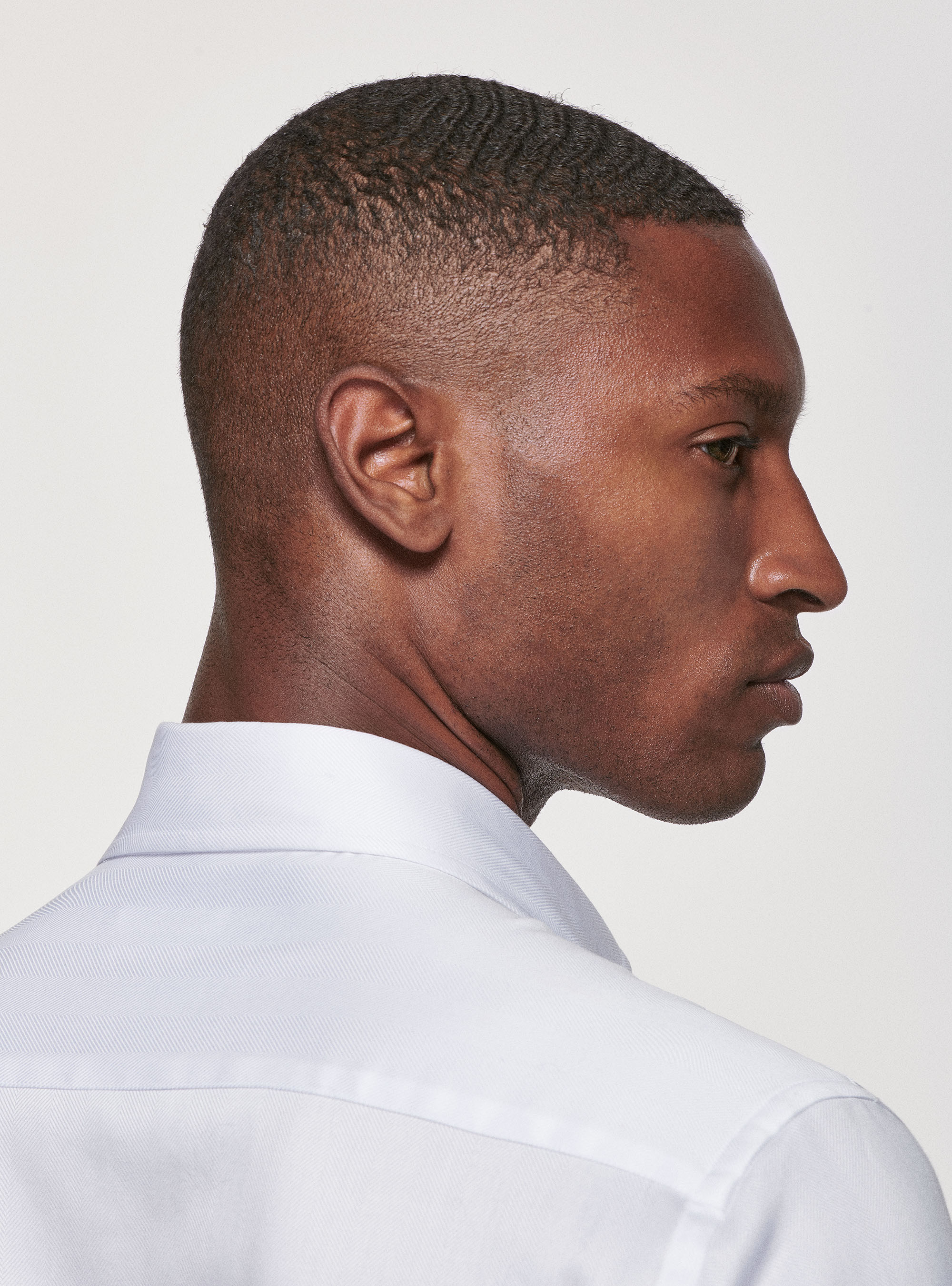 Camicia in cotone spigato, BIANCO