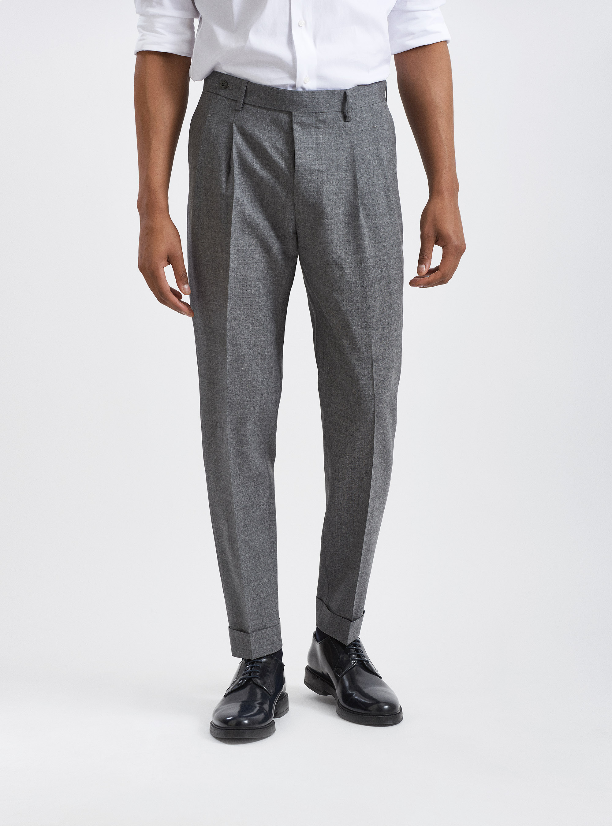 Pantaloni doppia pince in pura lana tessuto Vitale Barberis Canonico |  Gutteridge | Pantaloni Uomo