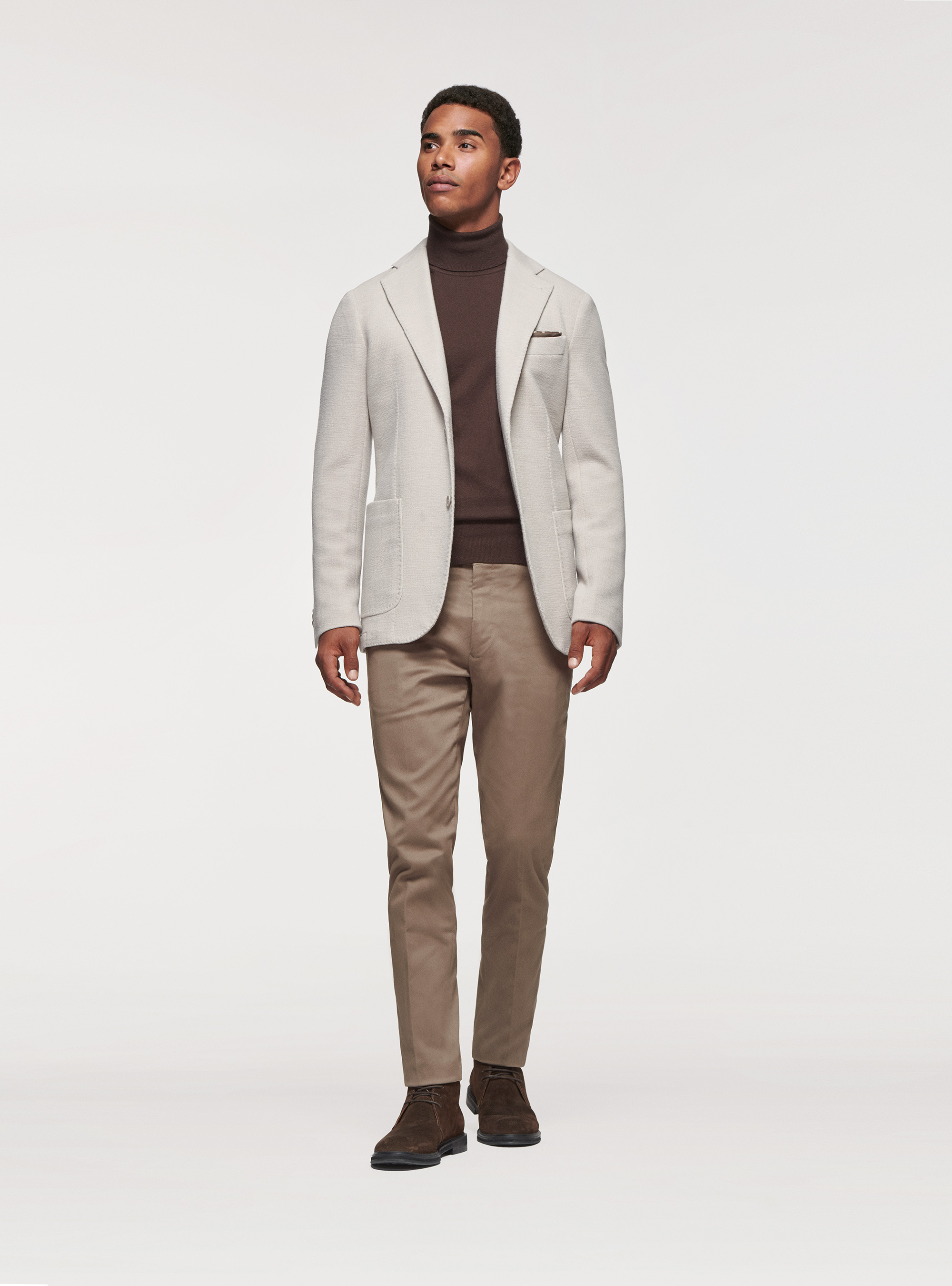 Beige pants grey blazer on sale