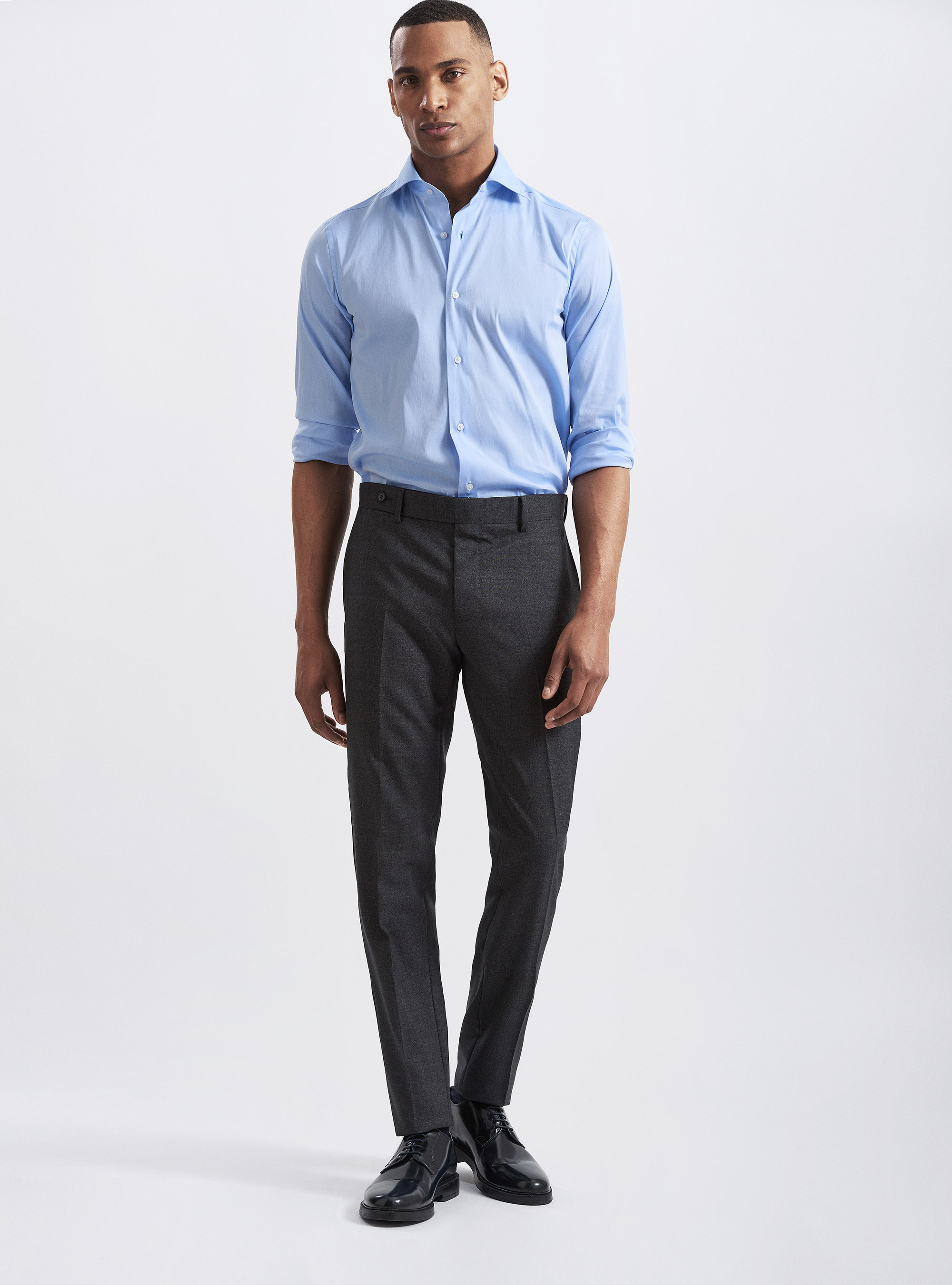 Pantaloni per abito in pura lana tessuti Vitale Barberis Canonico, ASFALTO