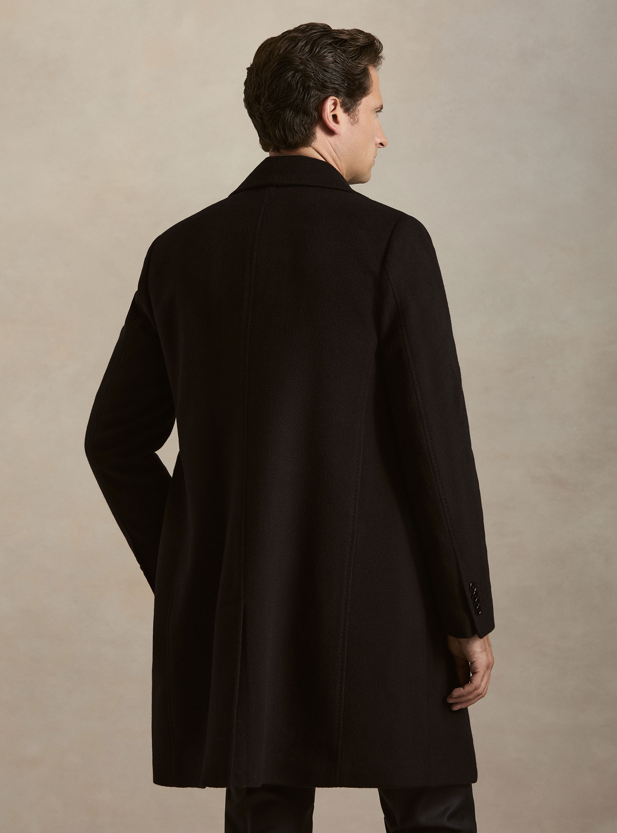 Single-breasted cashmere coat, NAVY BLUE