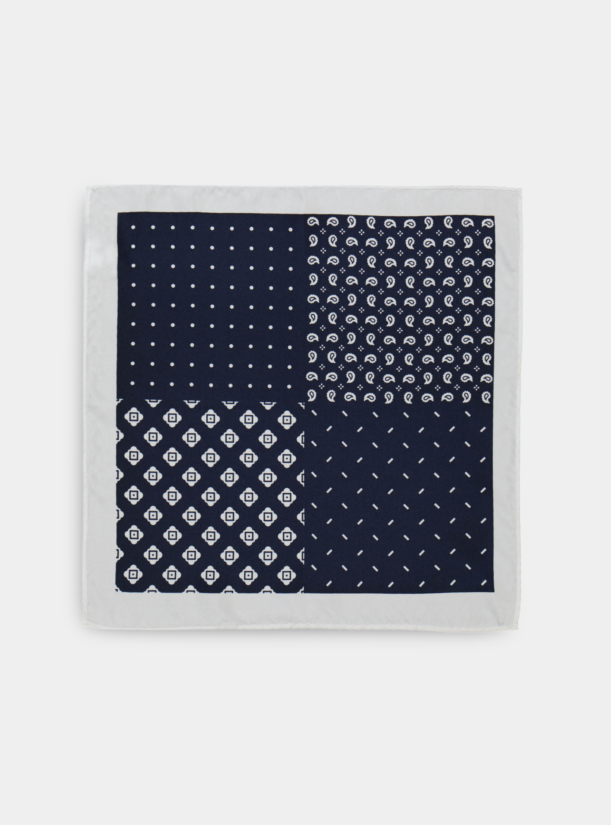 Pochette in seta stampata double face, BIANCO