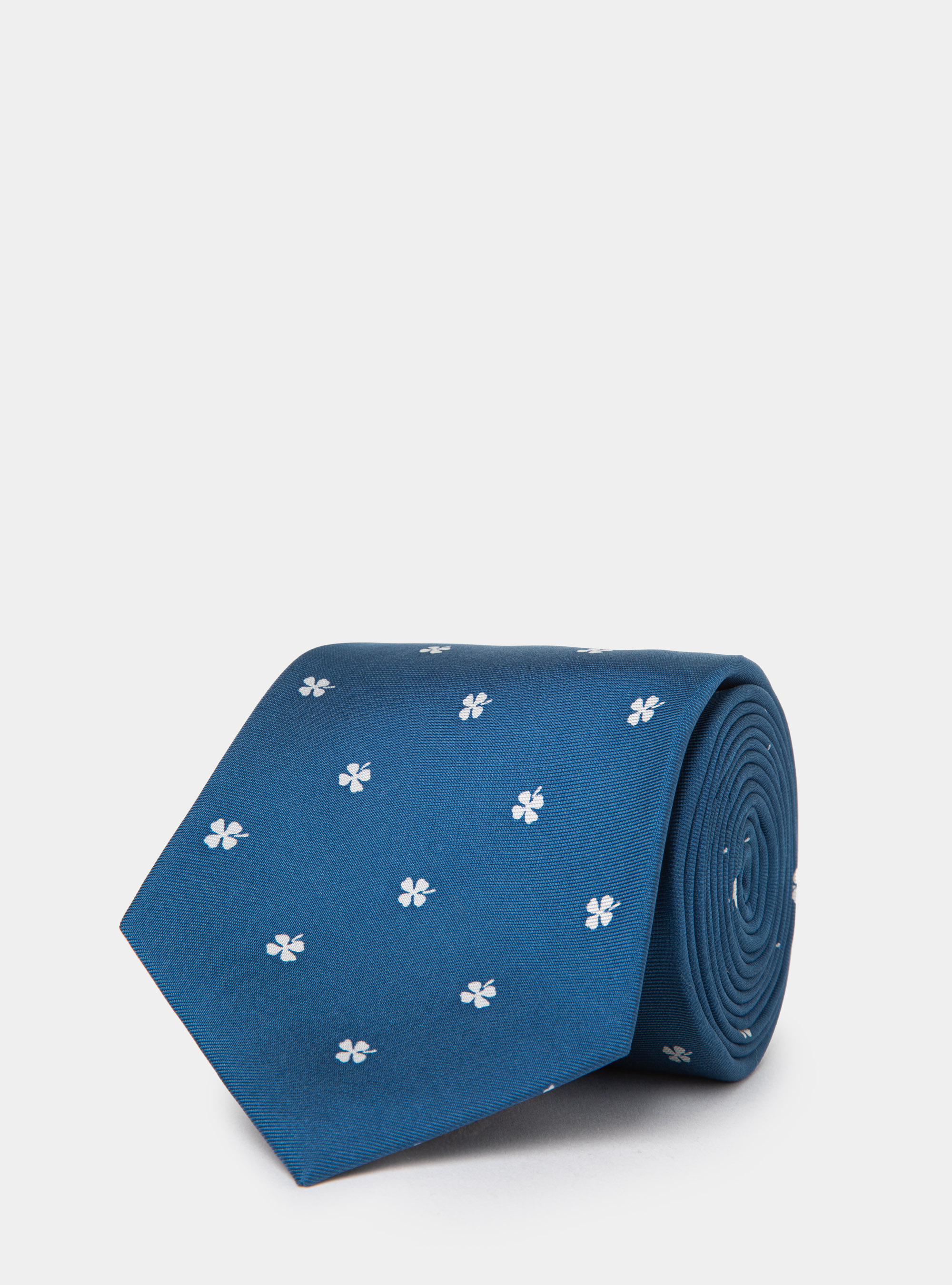 Cloverleaf print silk tie, INK