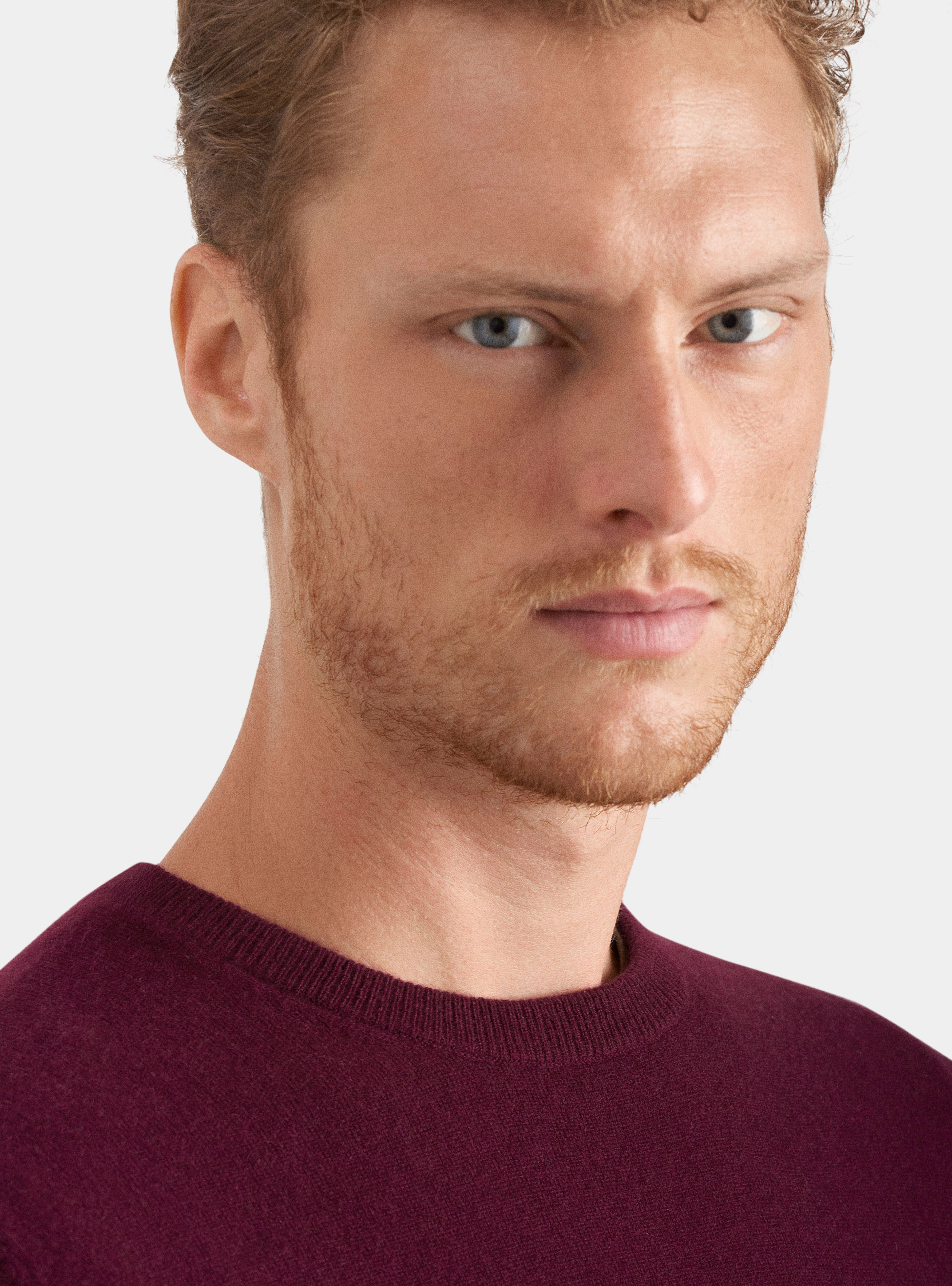Maglia girocollo 100% cashmere, BORDEAUX