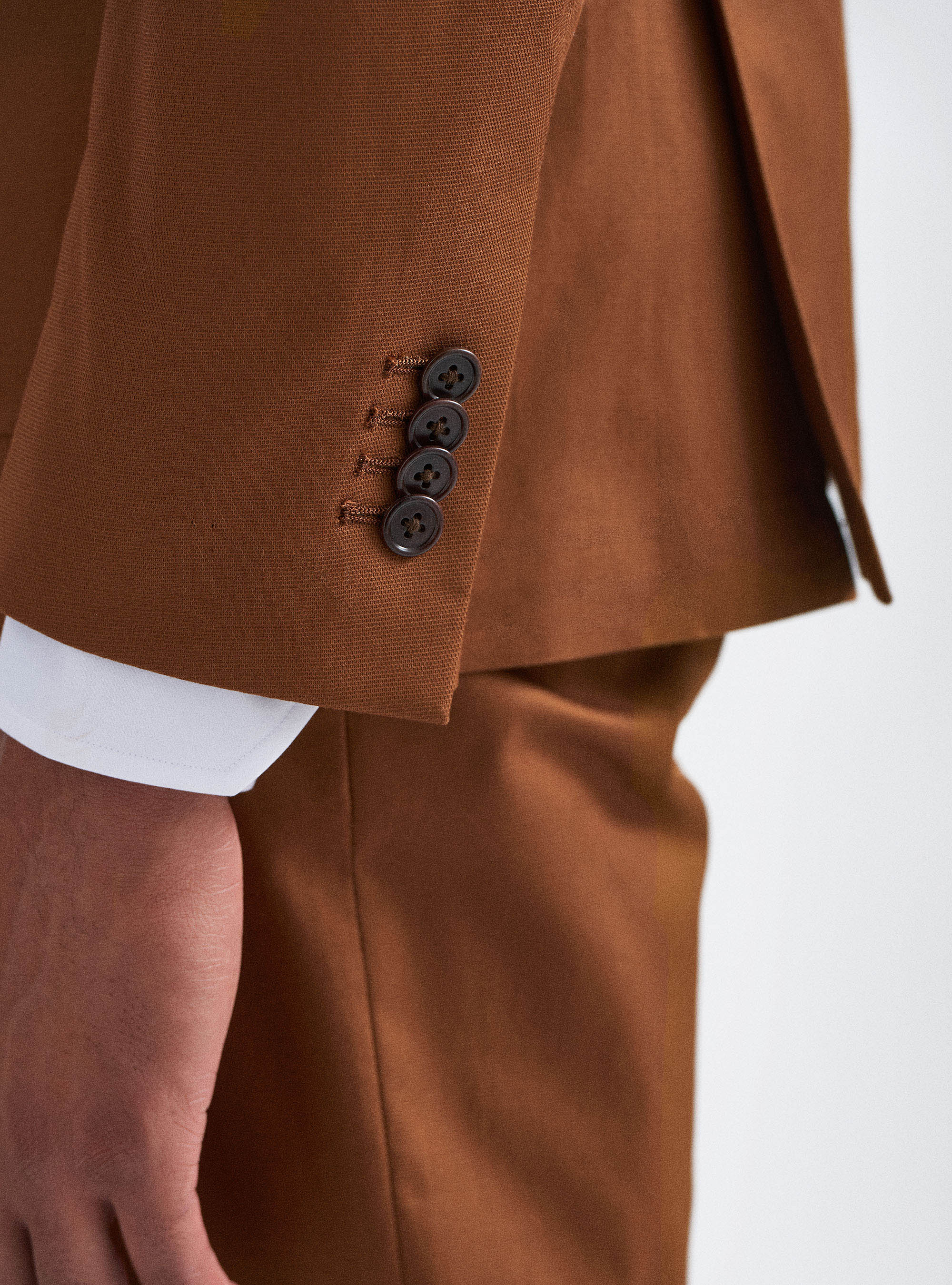 Giacca per abito in cotone stretch armaturato, TABACCO