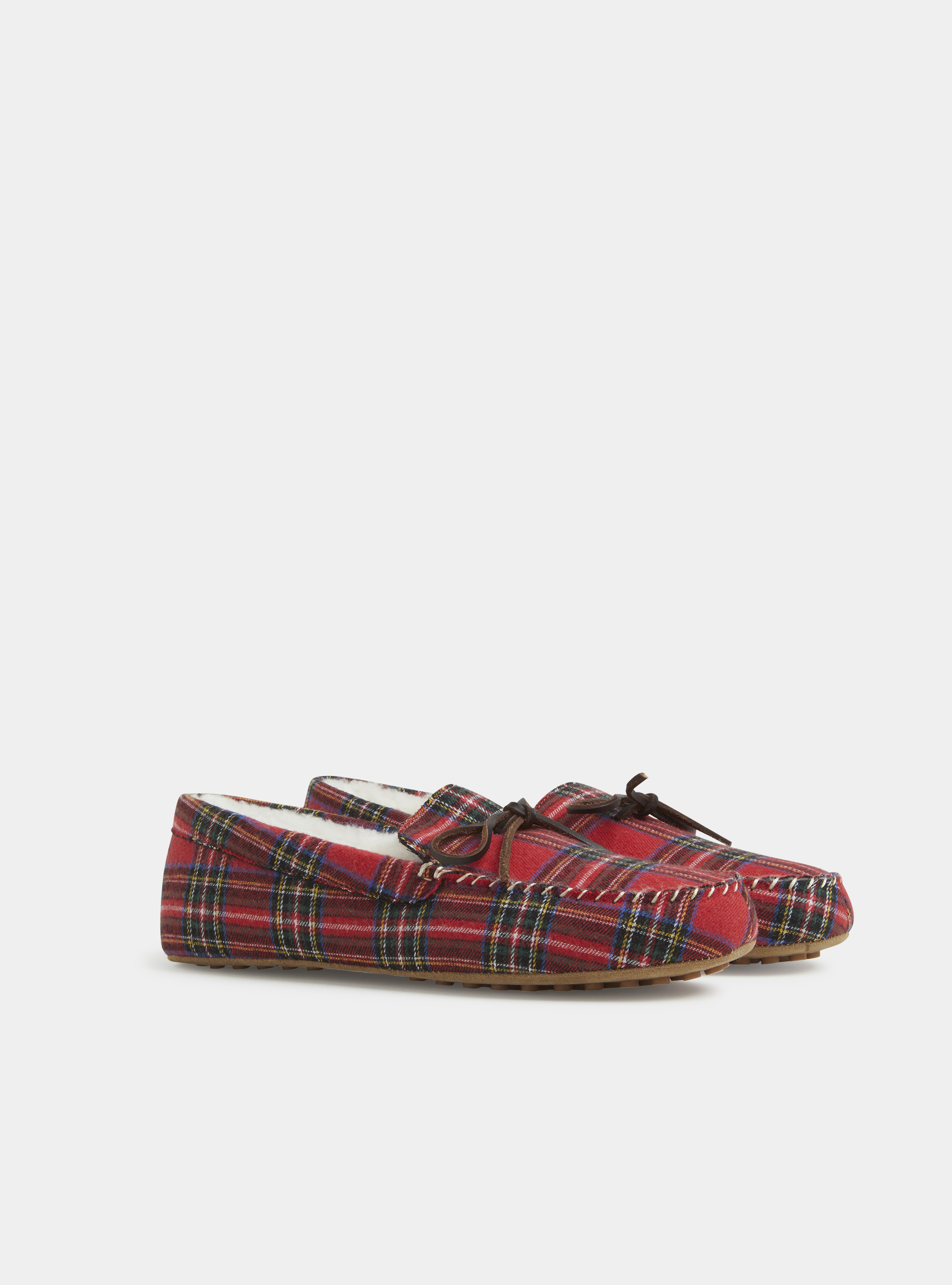Checked flannel slippers, RED