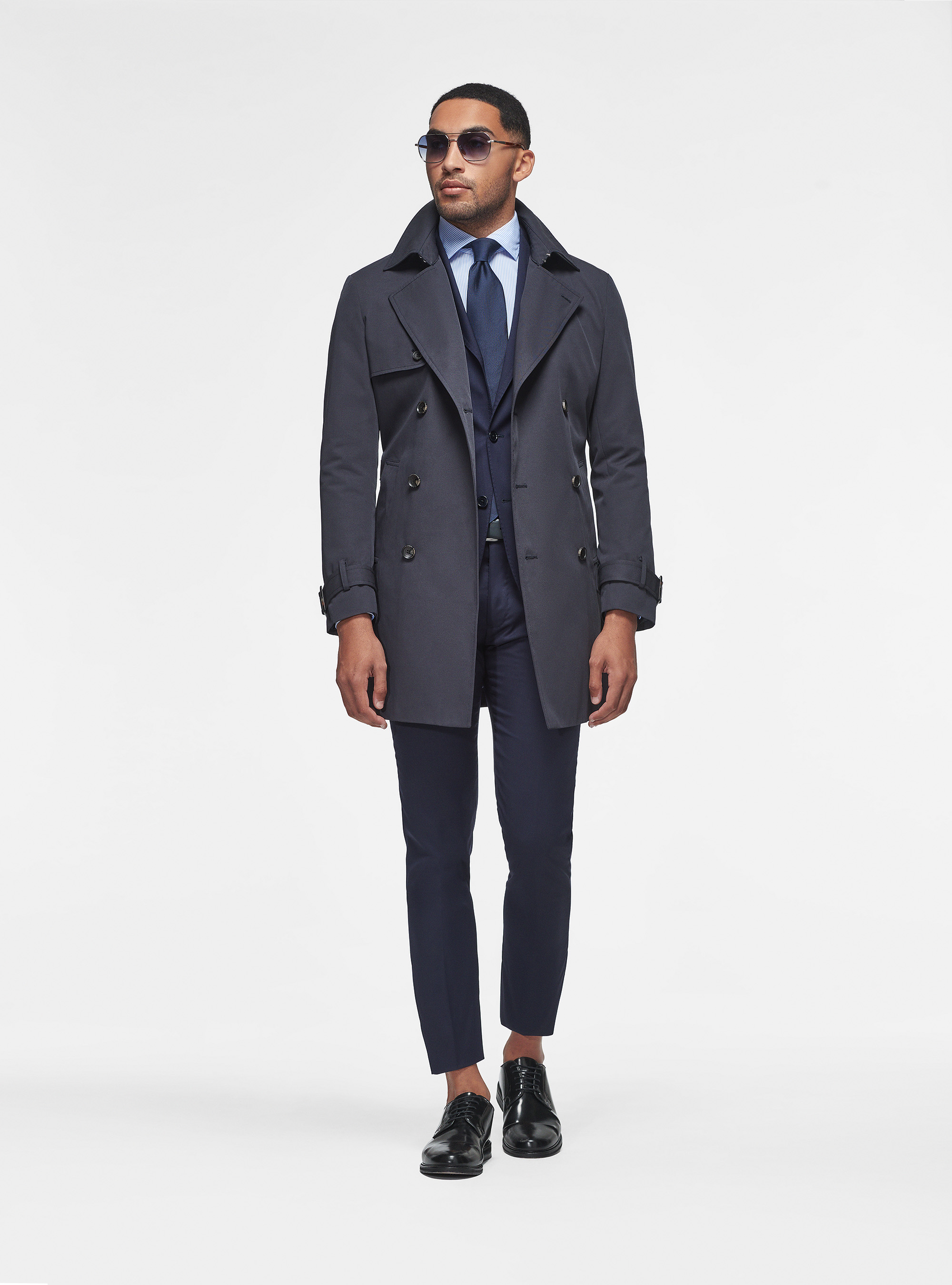 Double-breasted trench coat in technical twill | Gutteridge