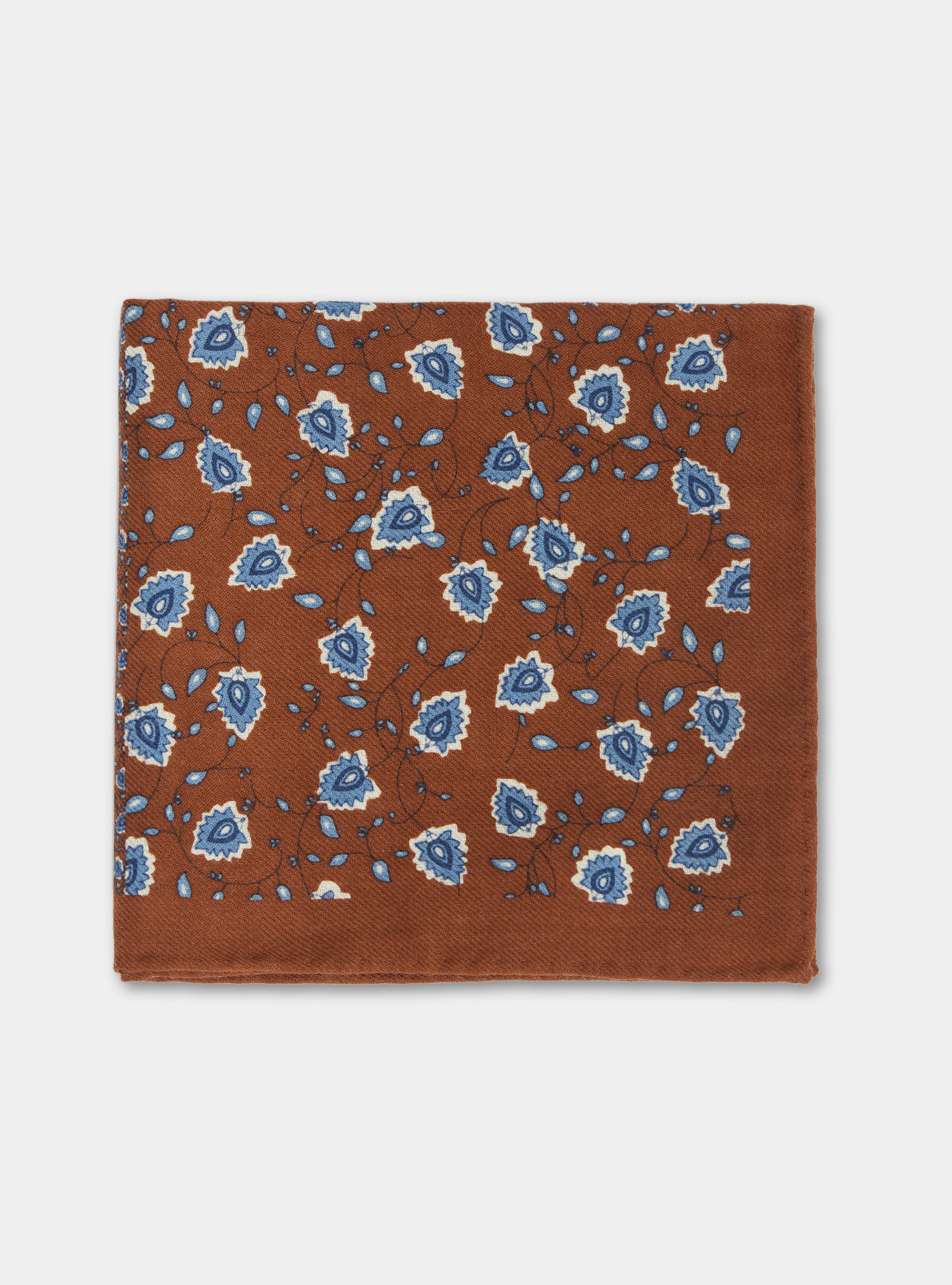 Flower print wool pocket square, MULTICOLOR