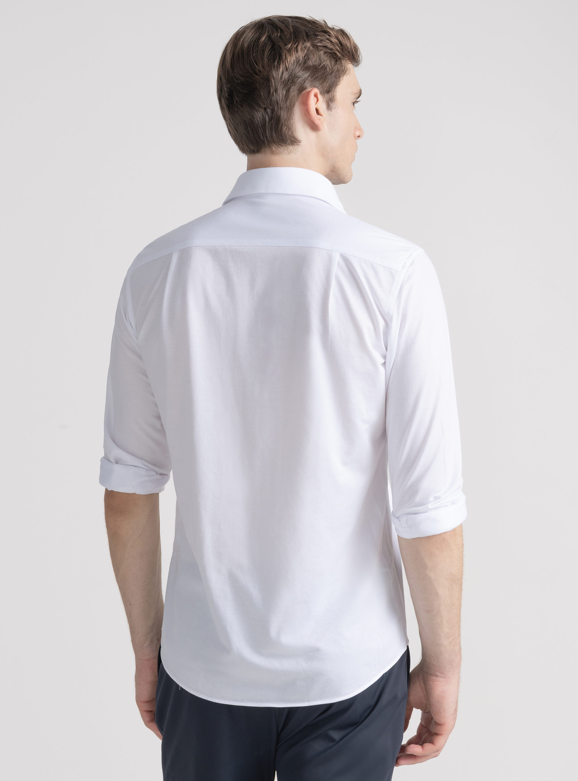 Cotton blend jersey shirt, WHITE
