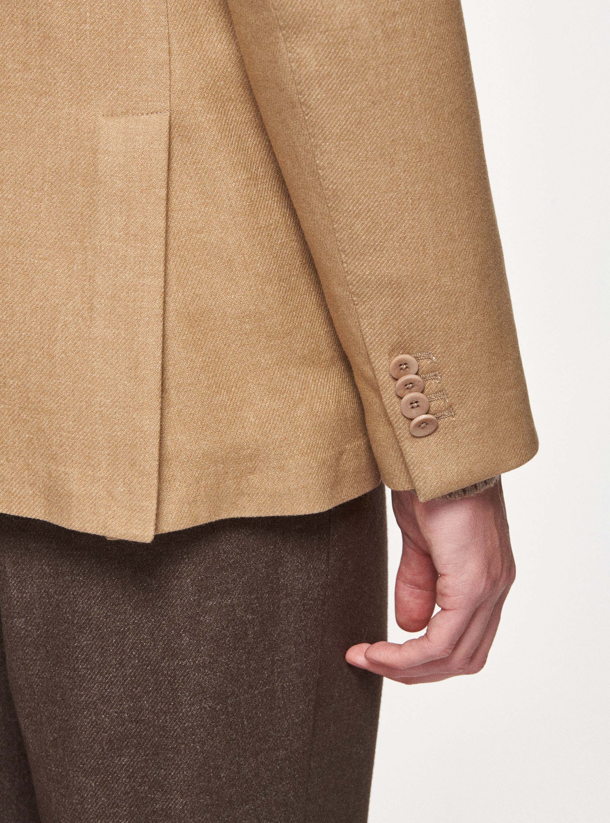 Giacca in flanella di lana Duemilagori con revers a lancia, SABBIA