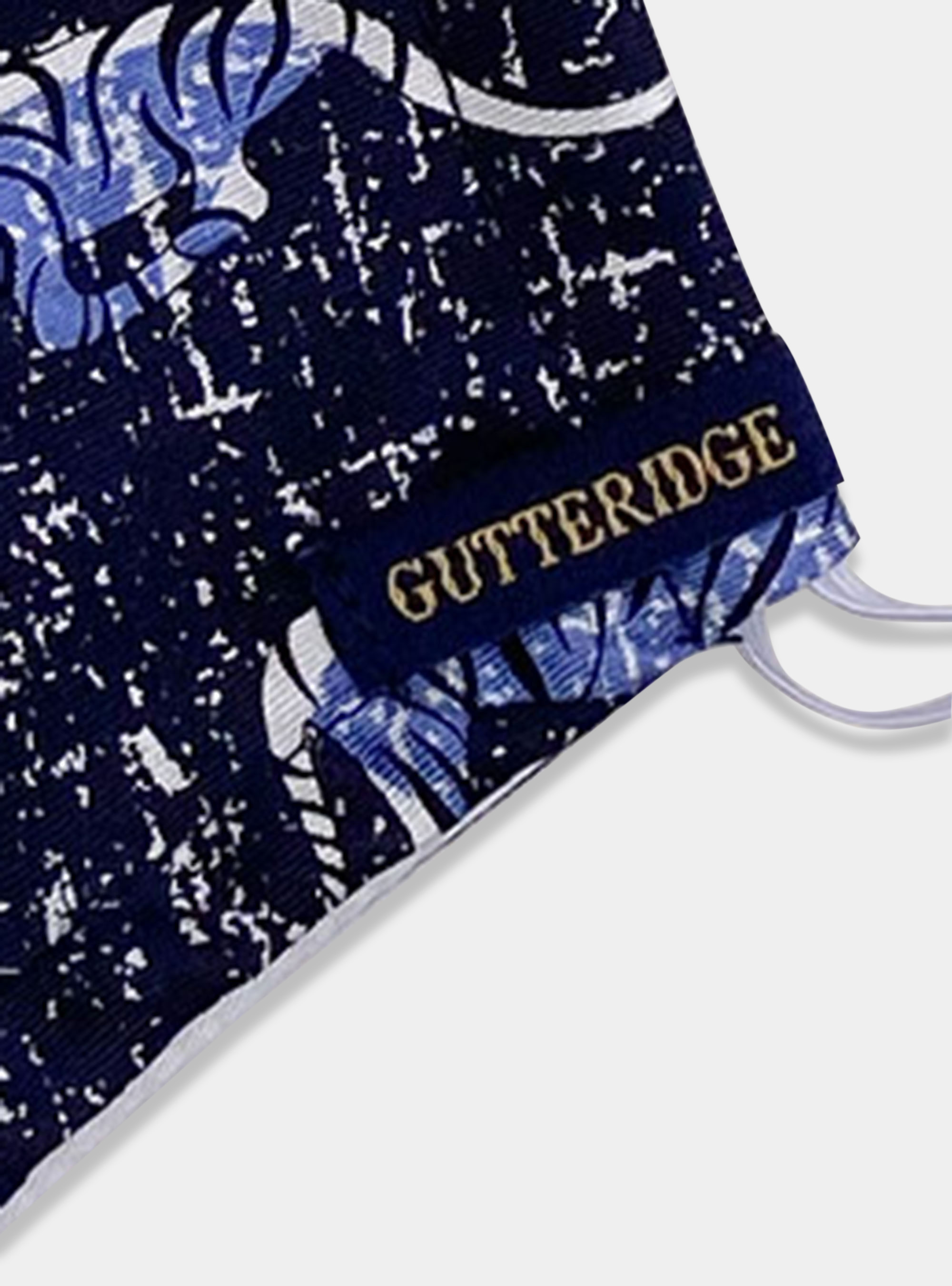 Silk mask cover in safari pattern, NAVY BLUE