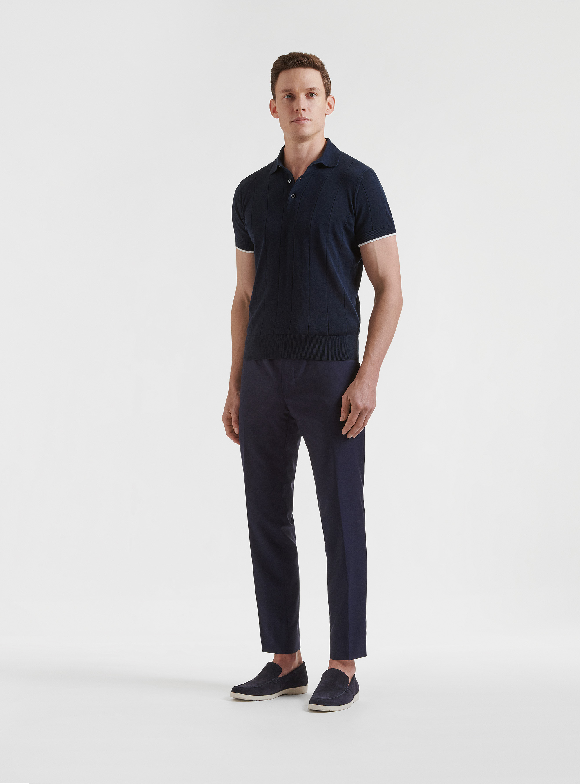 Pantaloni per abito in pura lana superfine 130's Reda, BLU NAVY