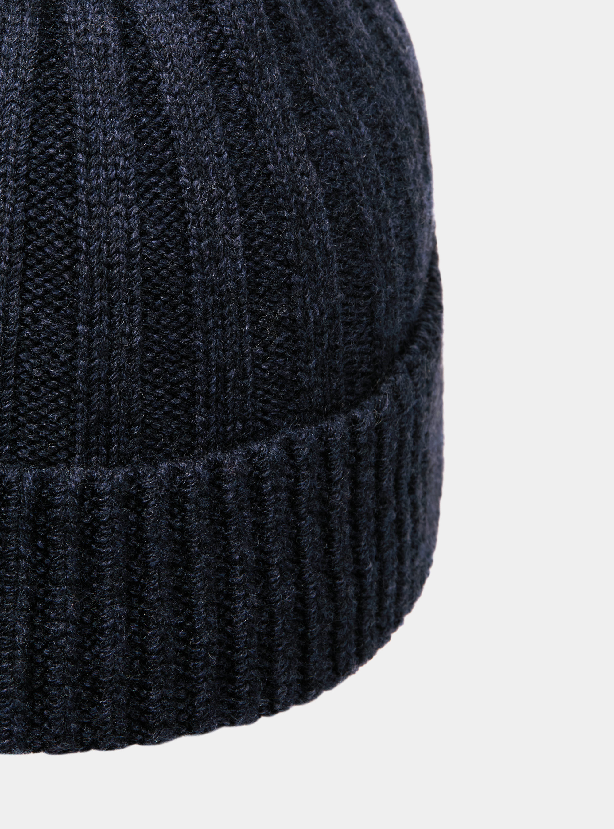 English rib cashmere blend beanie, NAVY BLUE