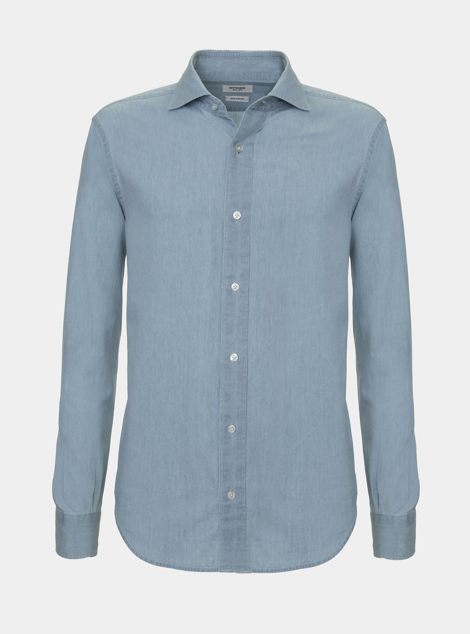 Camicia in chambray, AZZURRO