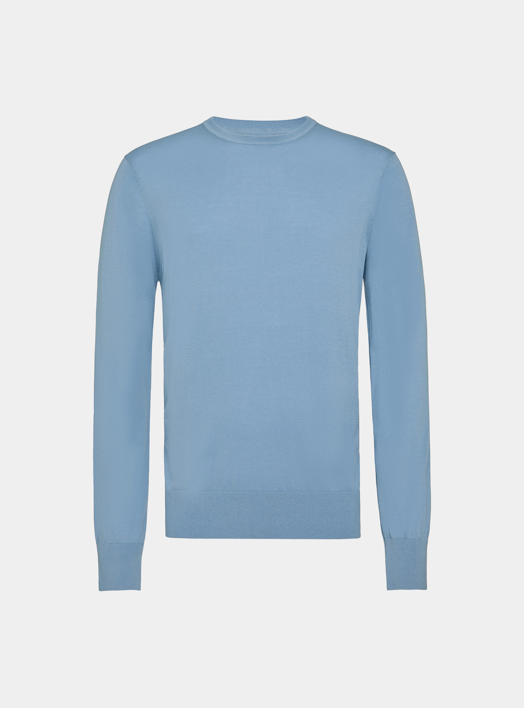Silk and cotton crew-neck sweater, LIGHT BLUE
