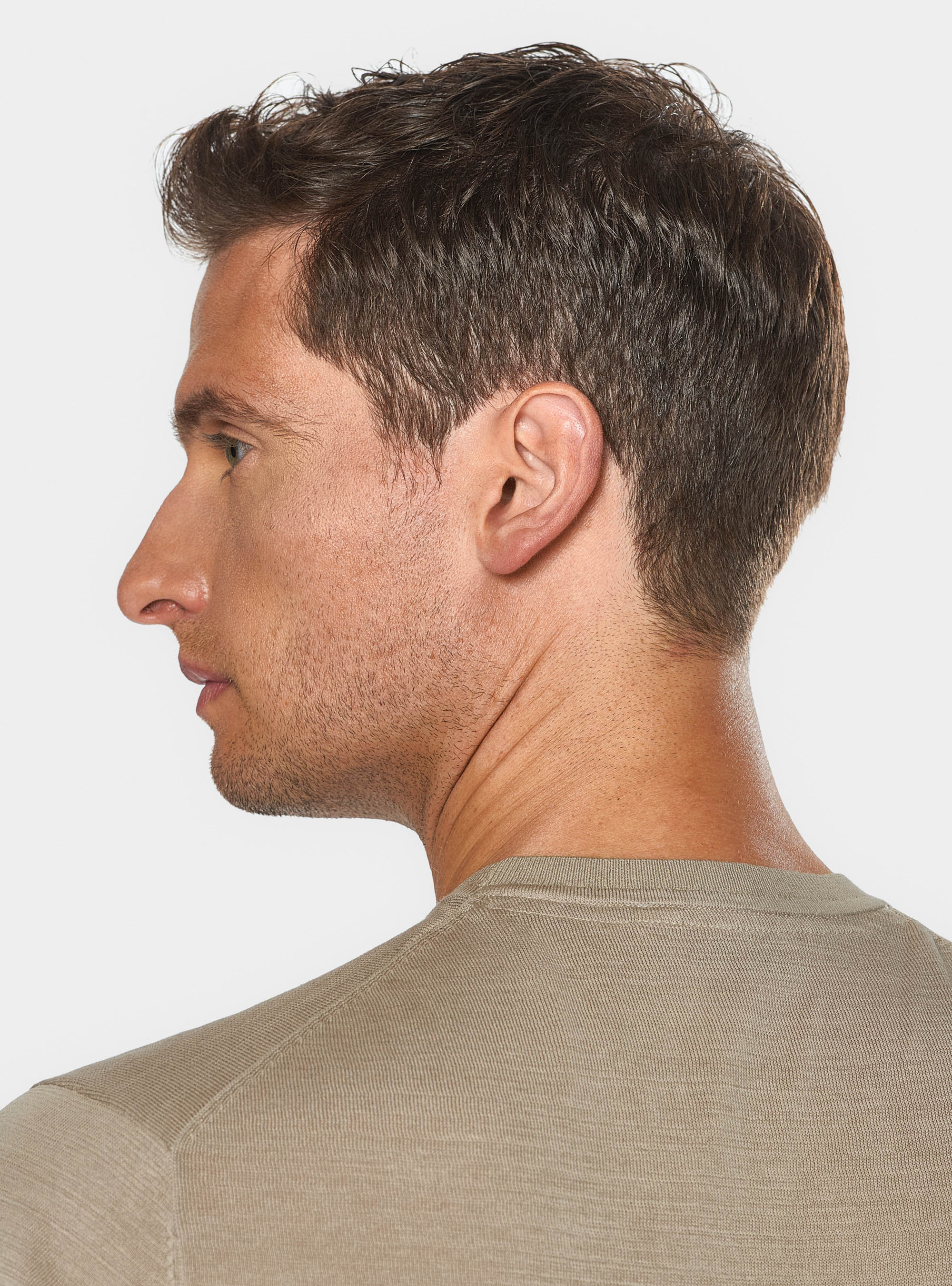 Maglia girocollo in cotone e seta, SABBIA