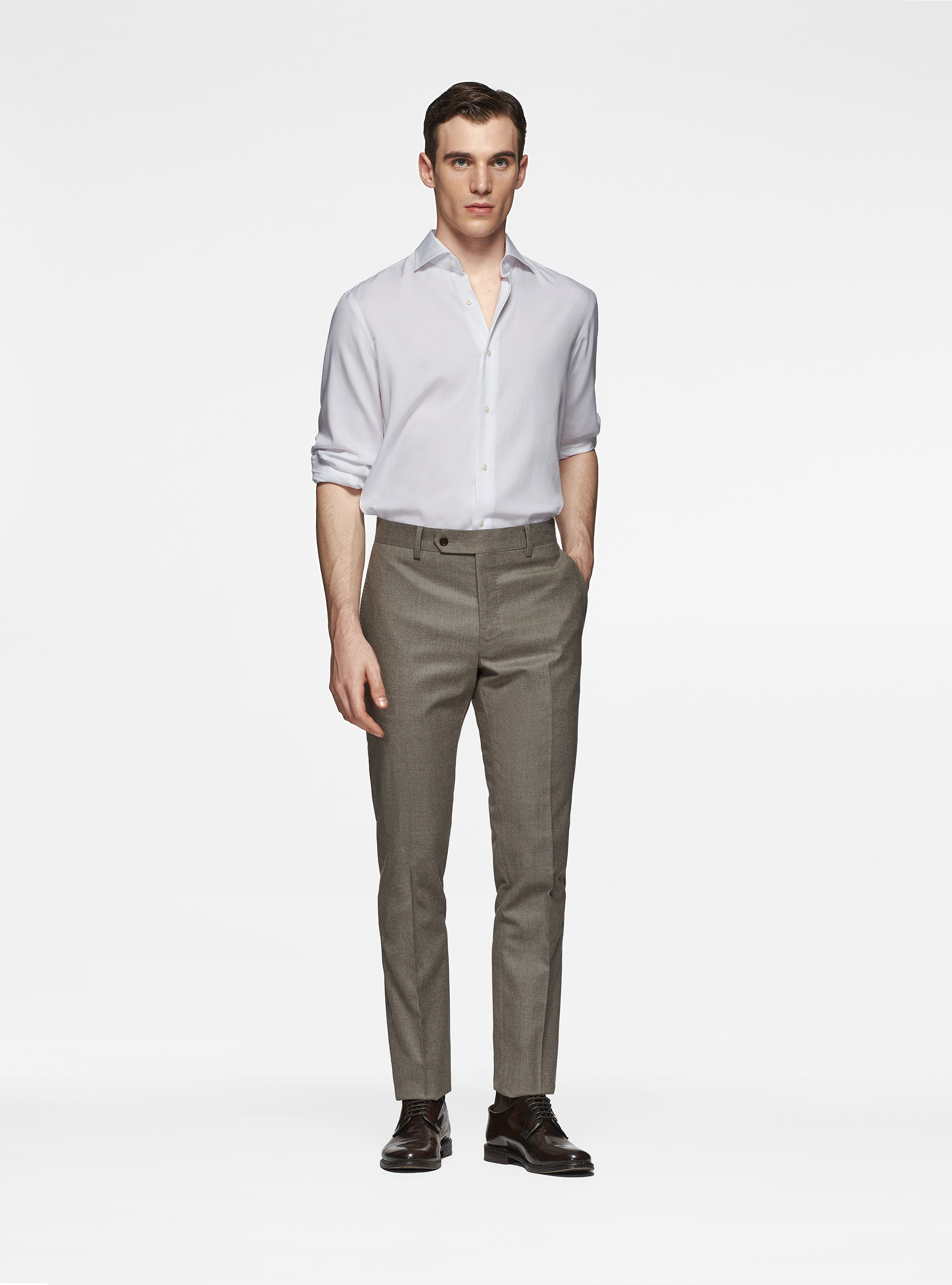 Camicia in misto cotone oxford, BIANCO