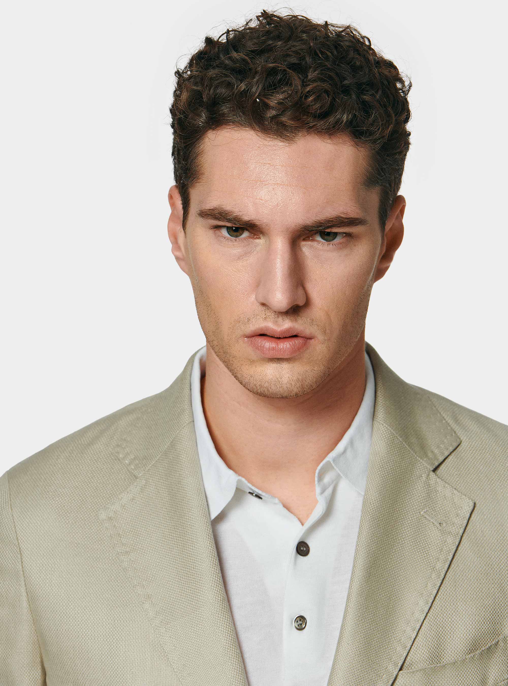 Giacca hopsack in puro lino, SABBIA