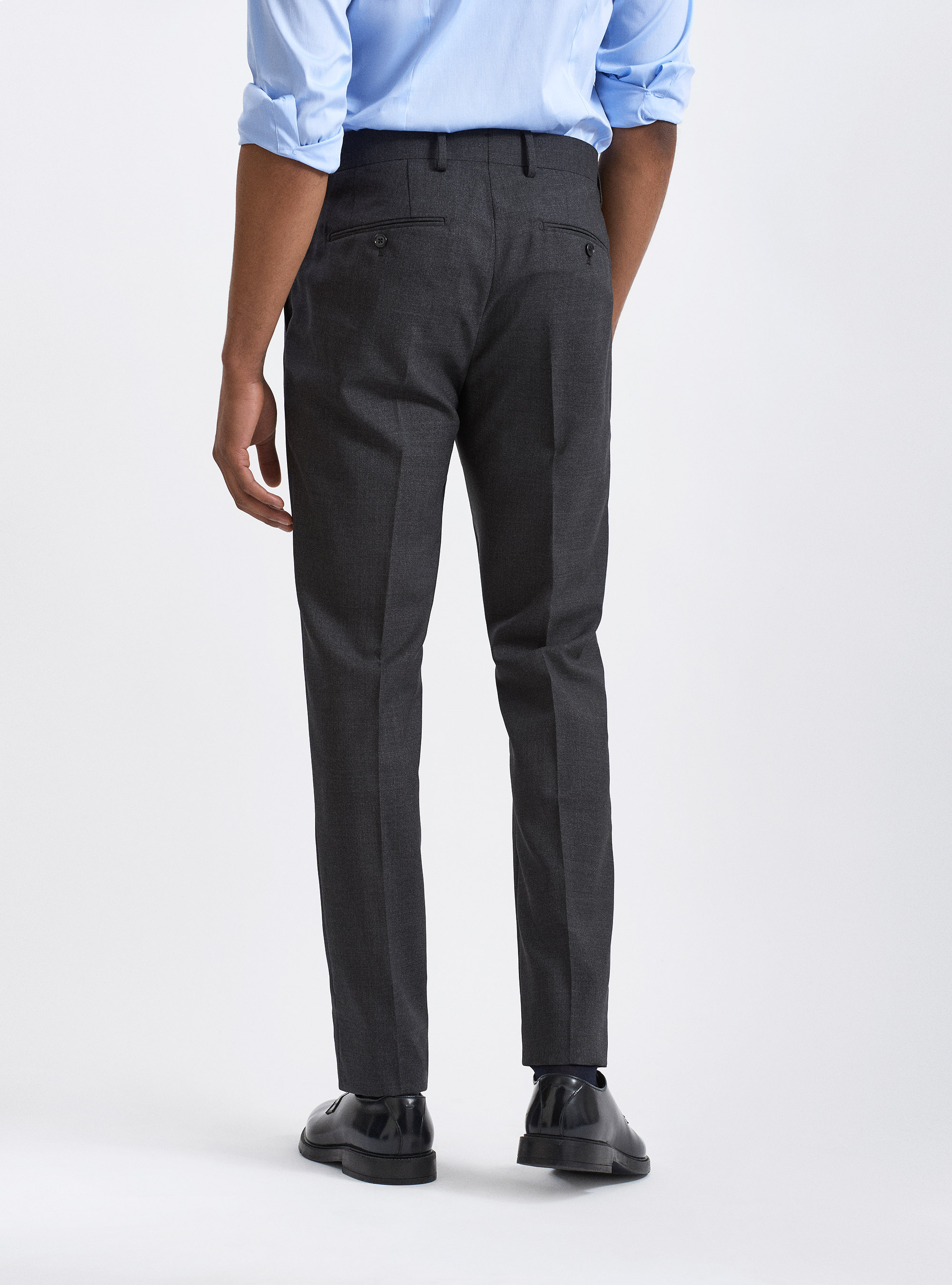 Pantaloni per abito in pura lana tessuti Vitale Barberis Canonico, ASFALTO