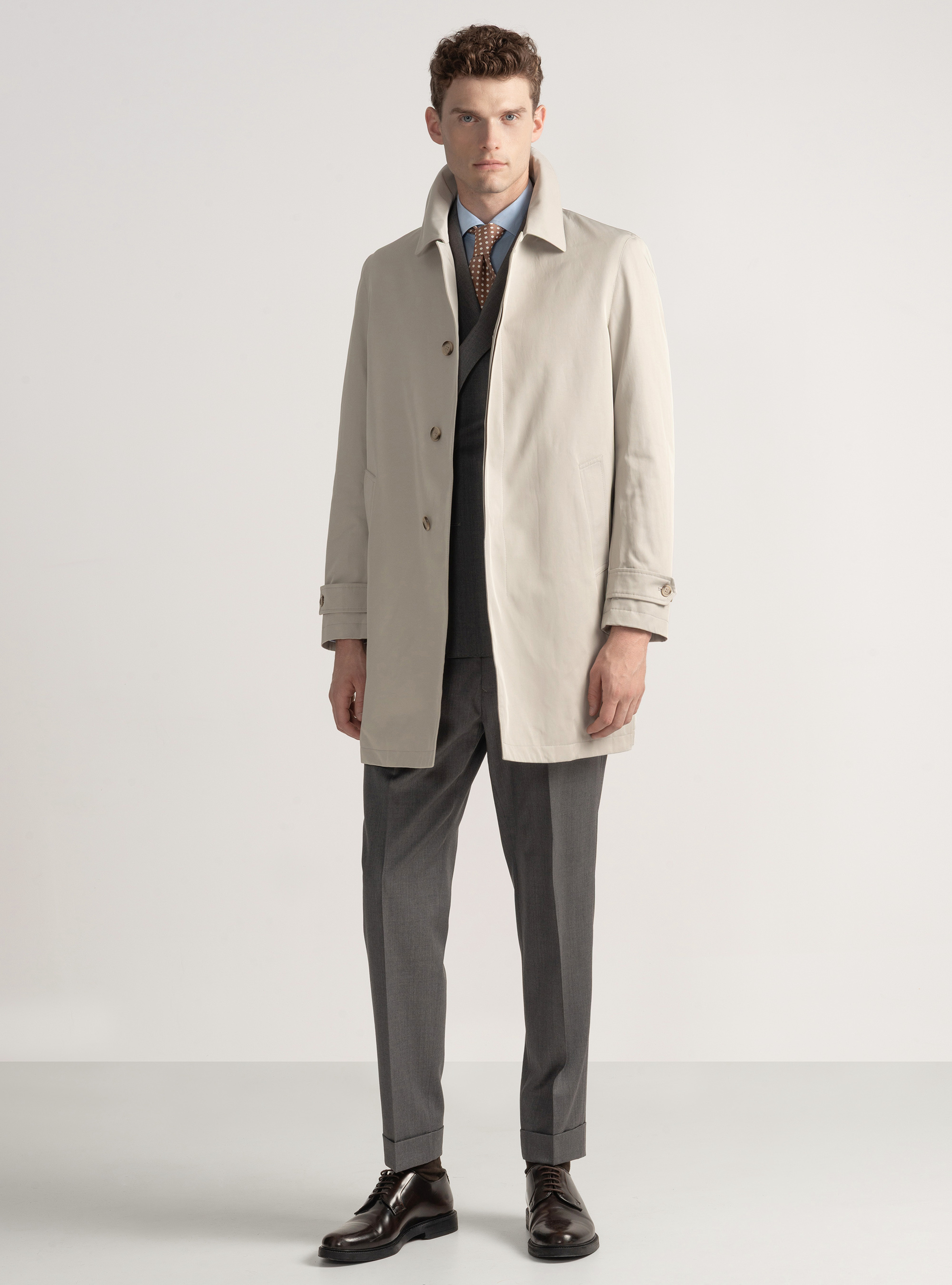 Impermeabile tecnico imbottito in misto cotone, ECRU