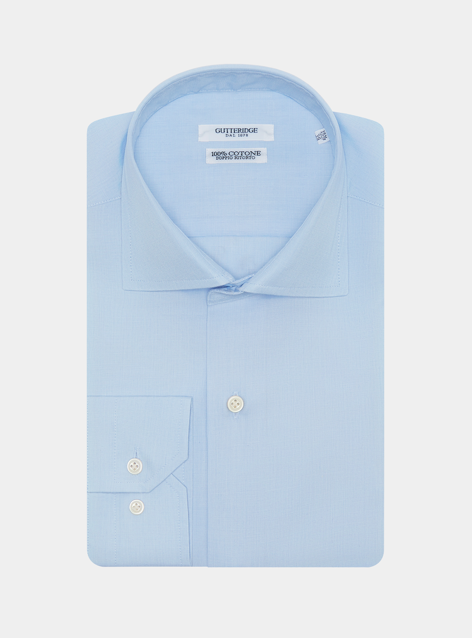 Camicia in fil a fil di cotone, AZZURRO