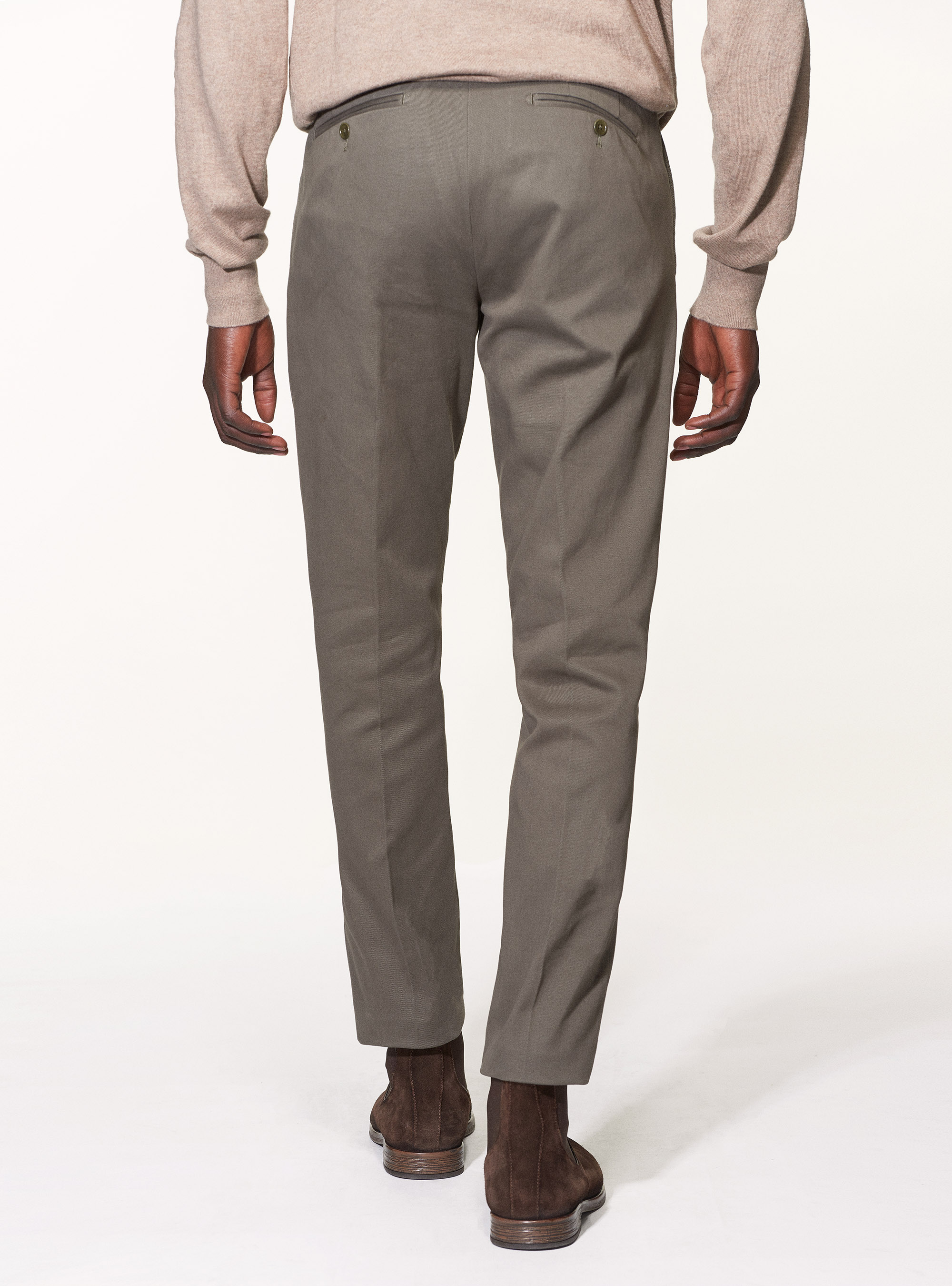 Frosted cotton twill trousers, GREEN