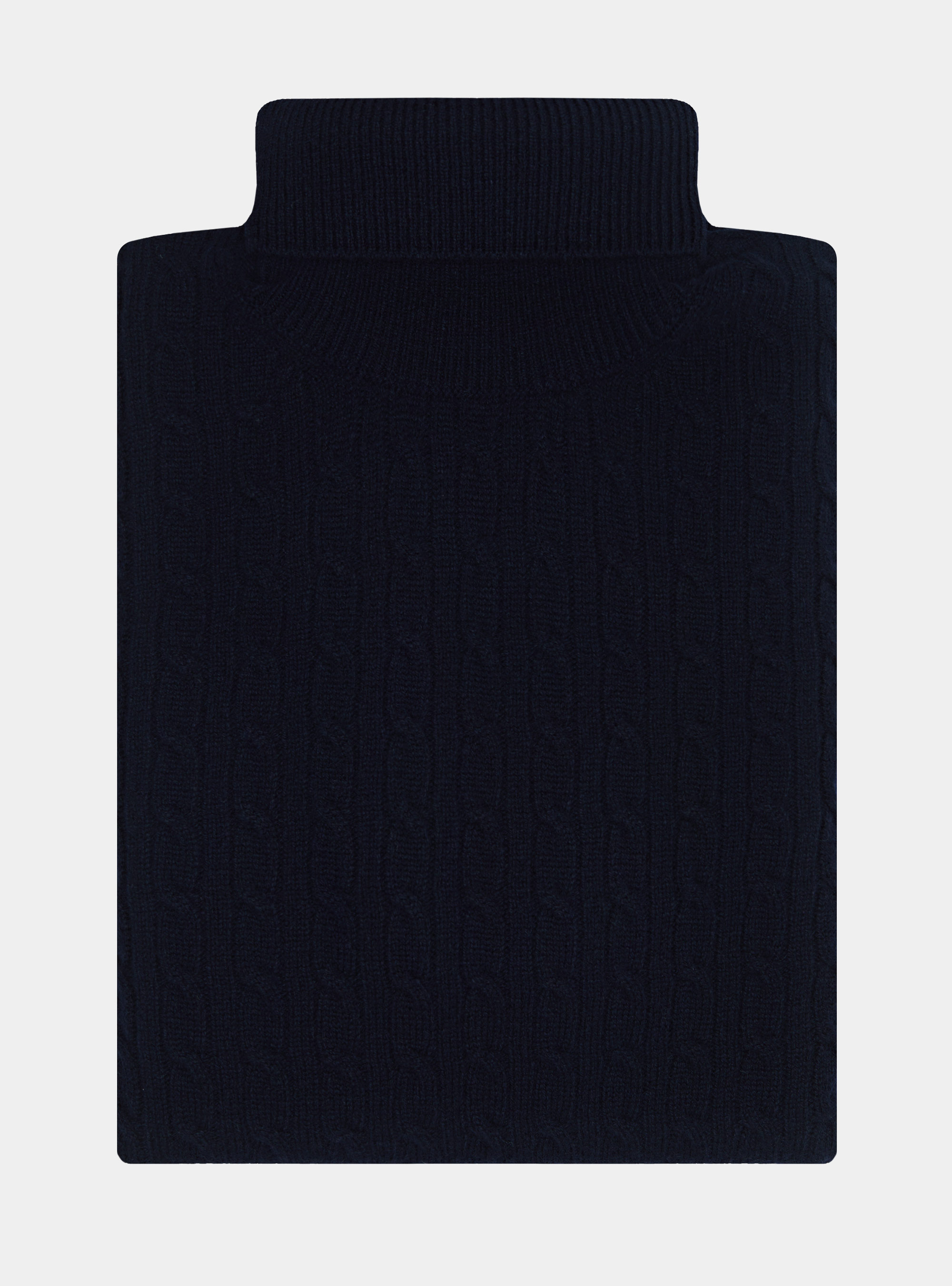 Maglia collo alto in lana cashmere con treccia, BLU NAVY