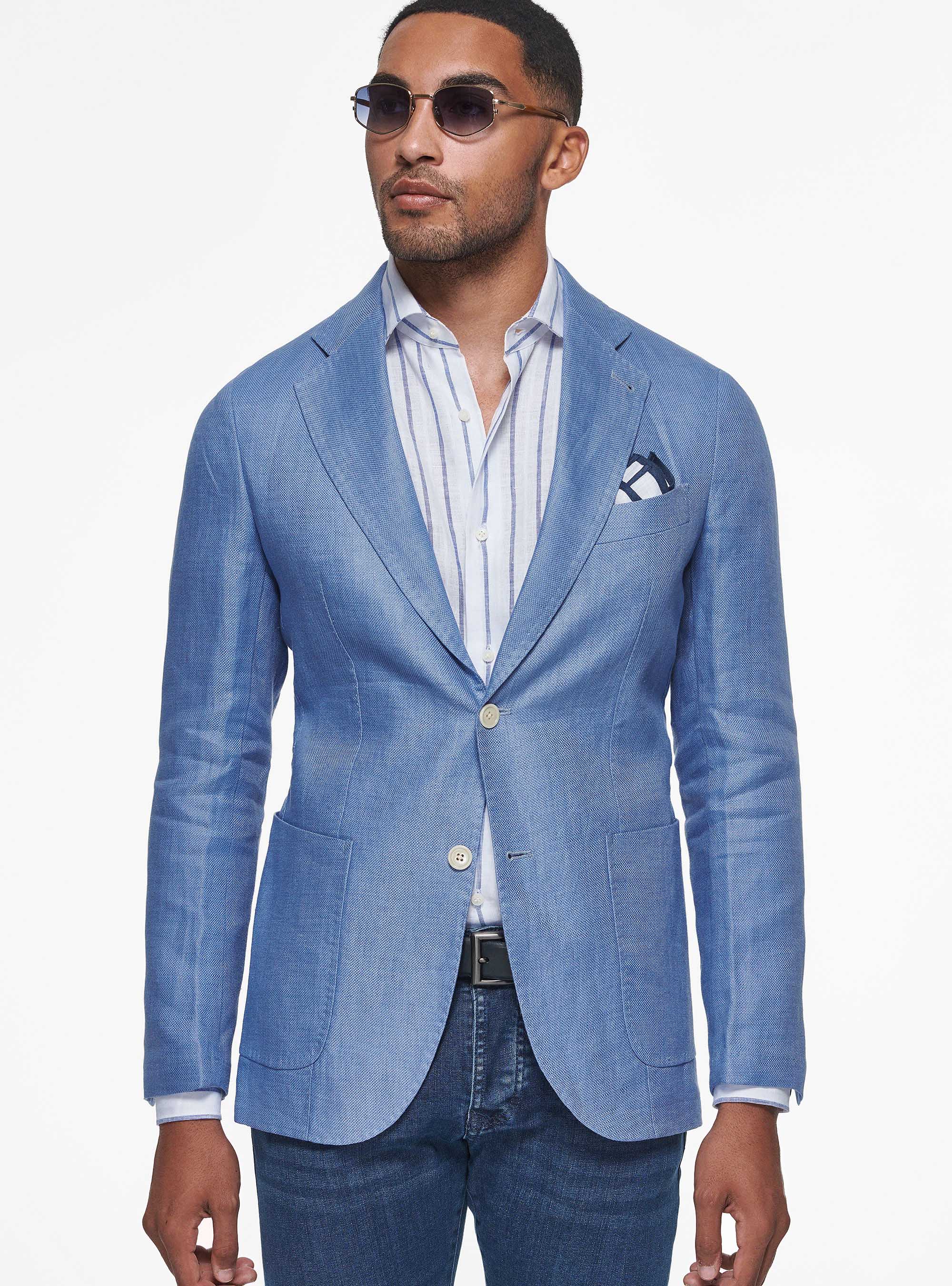 Giacca hopsack in puro lino