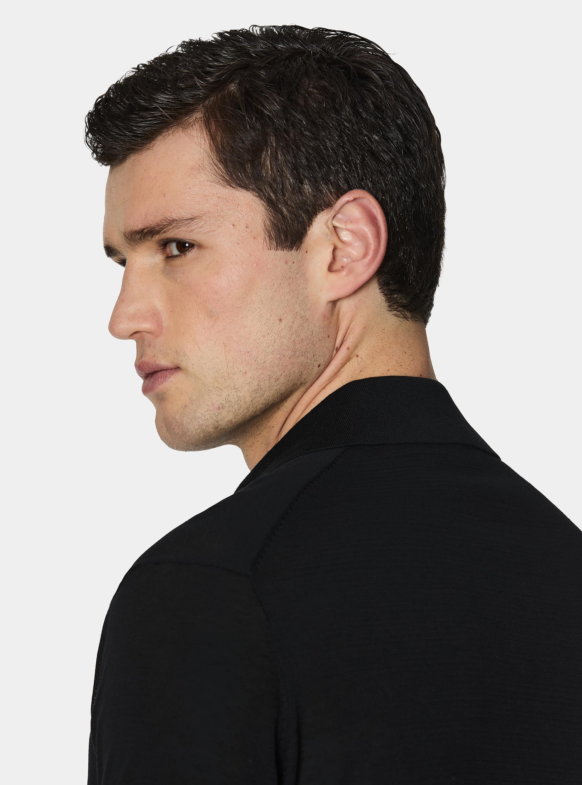 Polo en coton et soie, NOIR