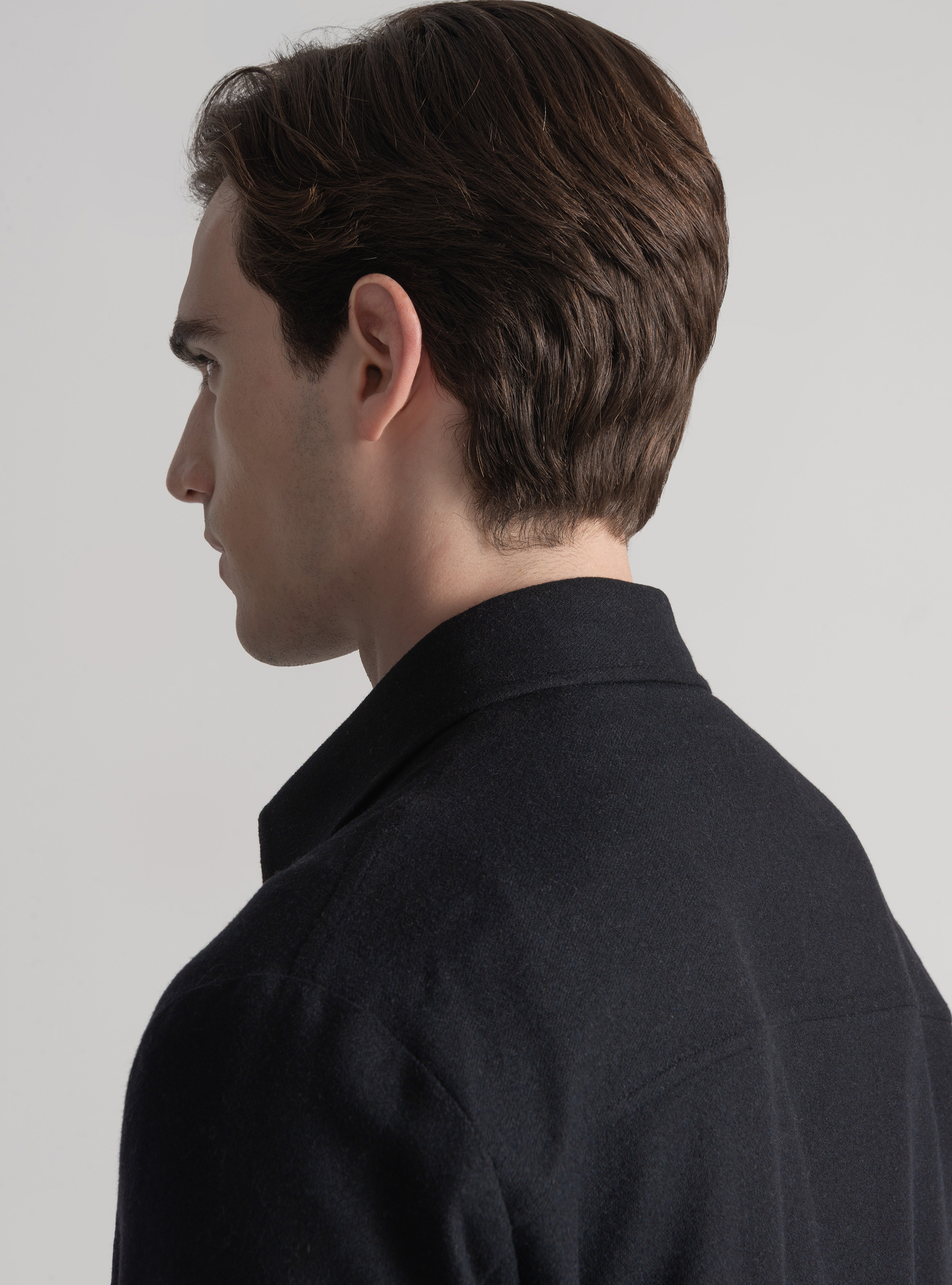 Giacca camicia leggera in misto lana, NAVY DARK 0219C