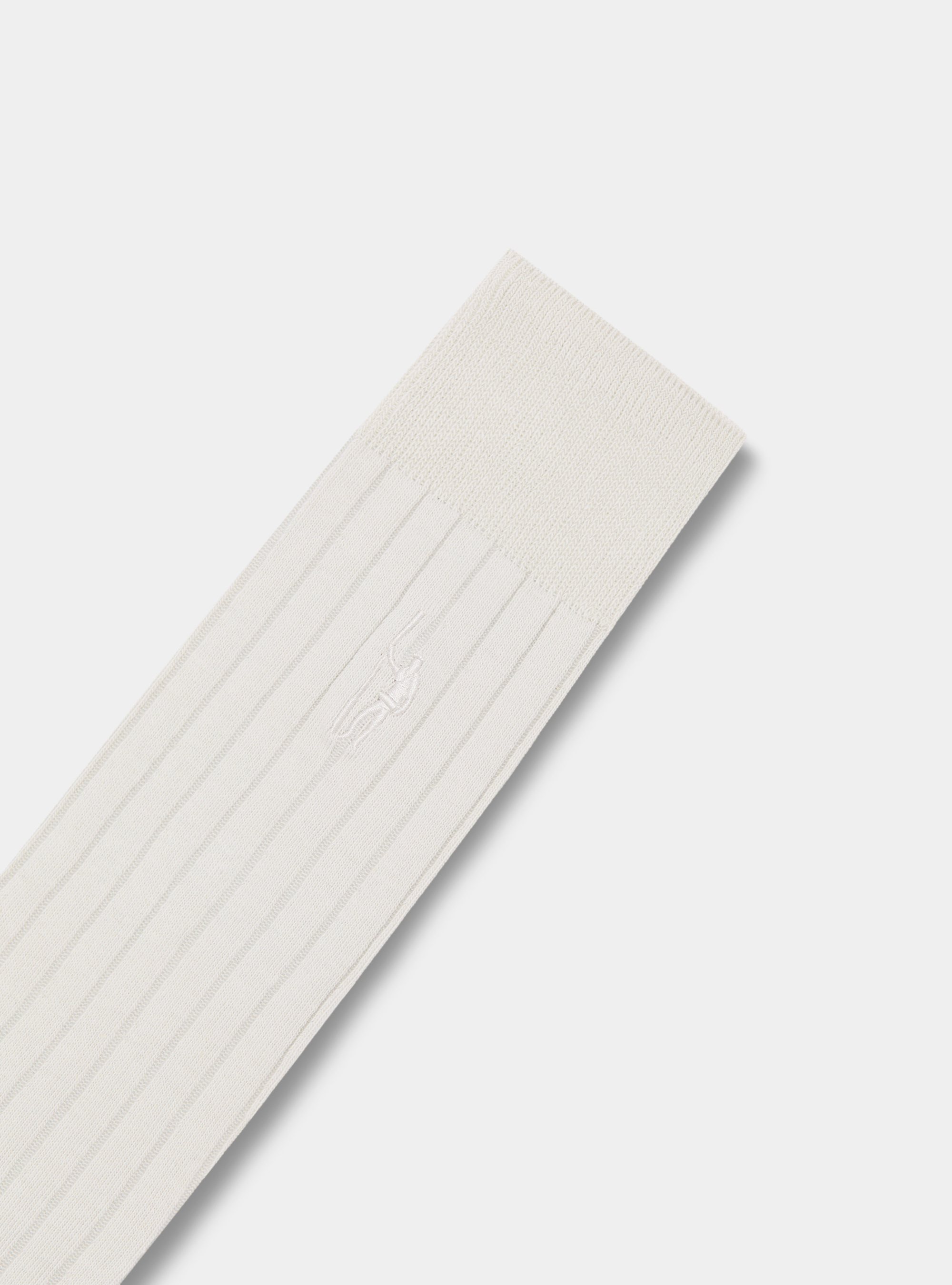 Calcetines de canalé con bordado, BLANCO