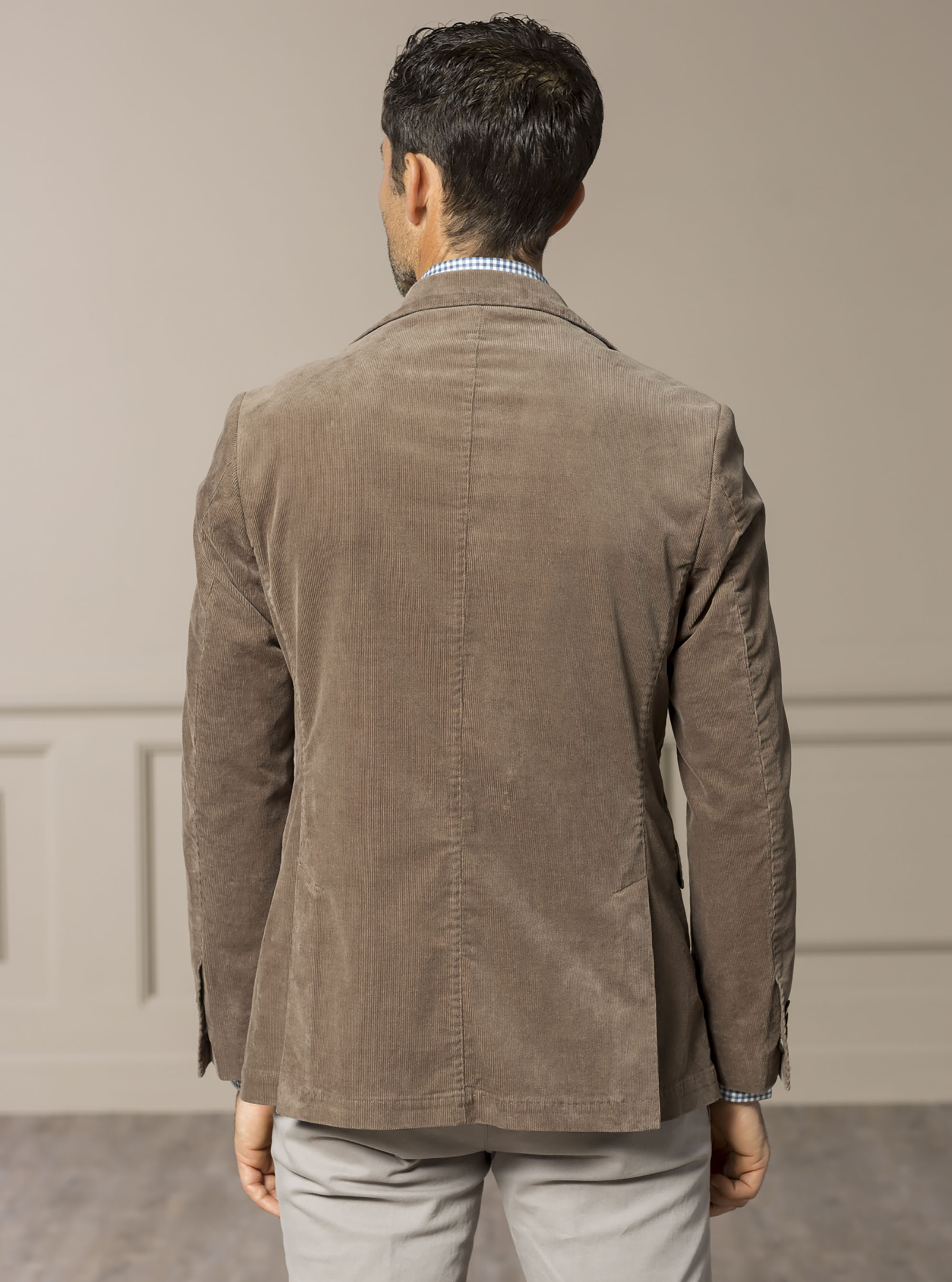 Cotton velvet blazer, SAND