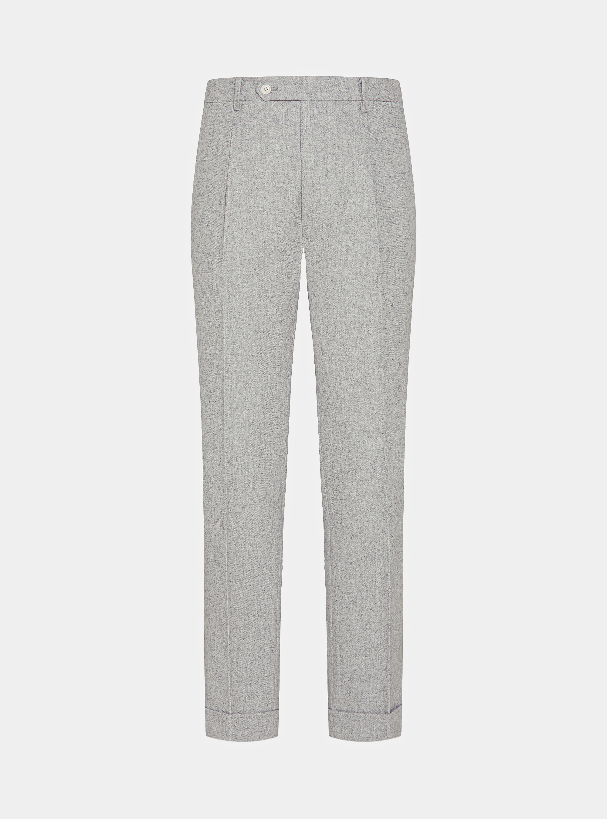Pantaloni con pince in flanella, GRIGIO CHIARO MELANGE