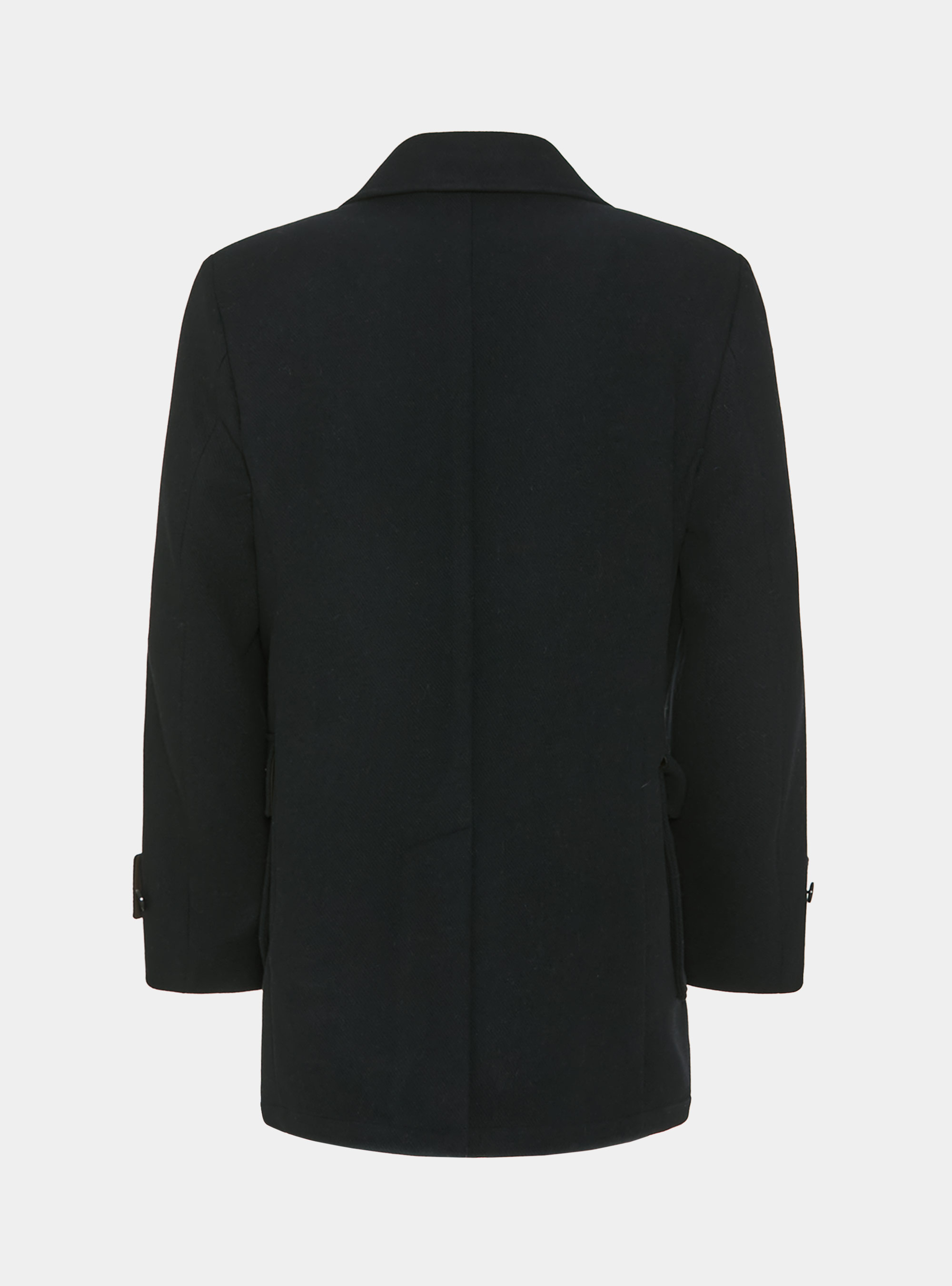 Peacoat in misto lana con tasche a toppa, BLU NAVY