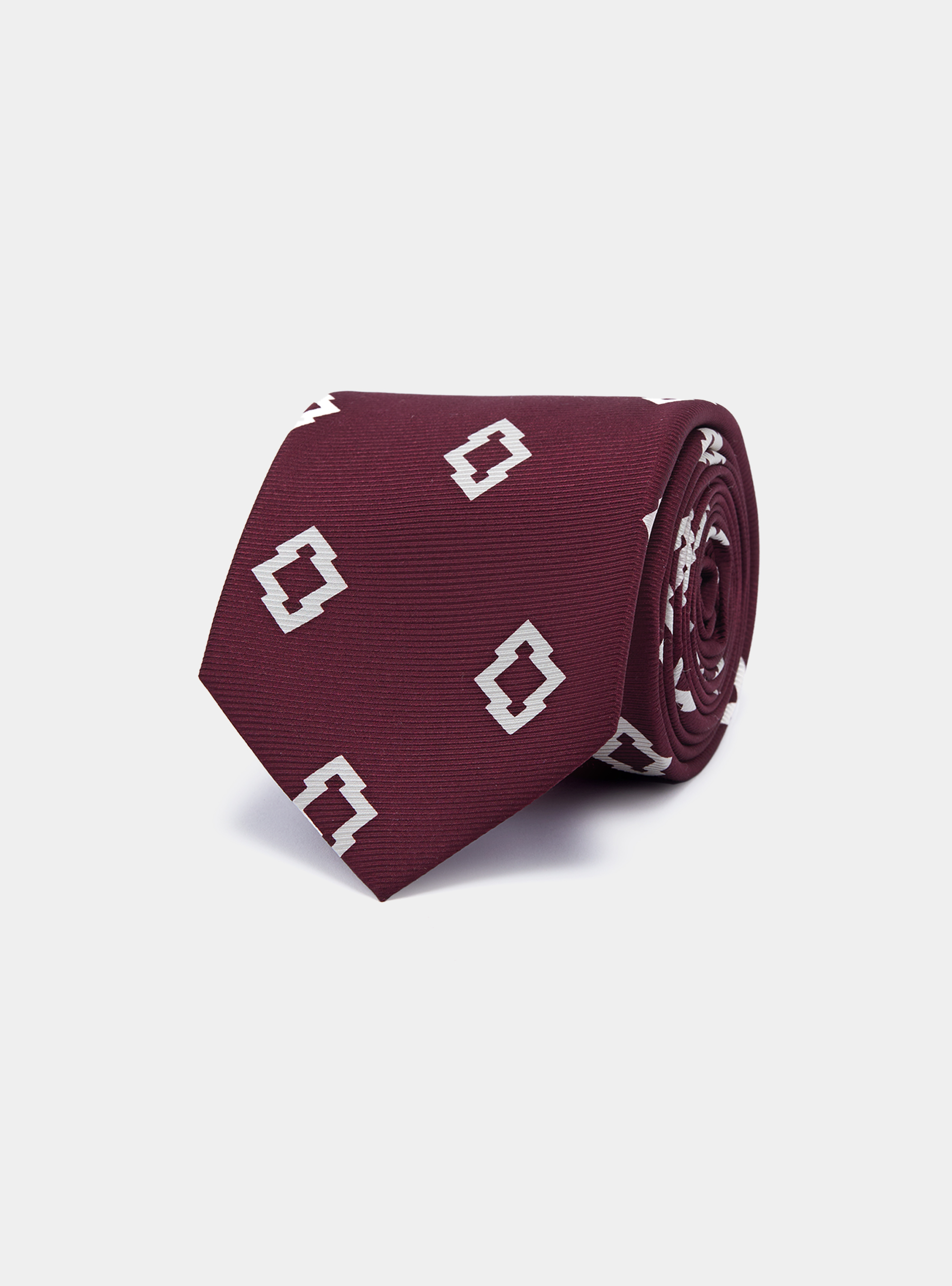 Cravatta in seta con motivo etnico, BORDEAUX 0302C