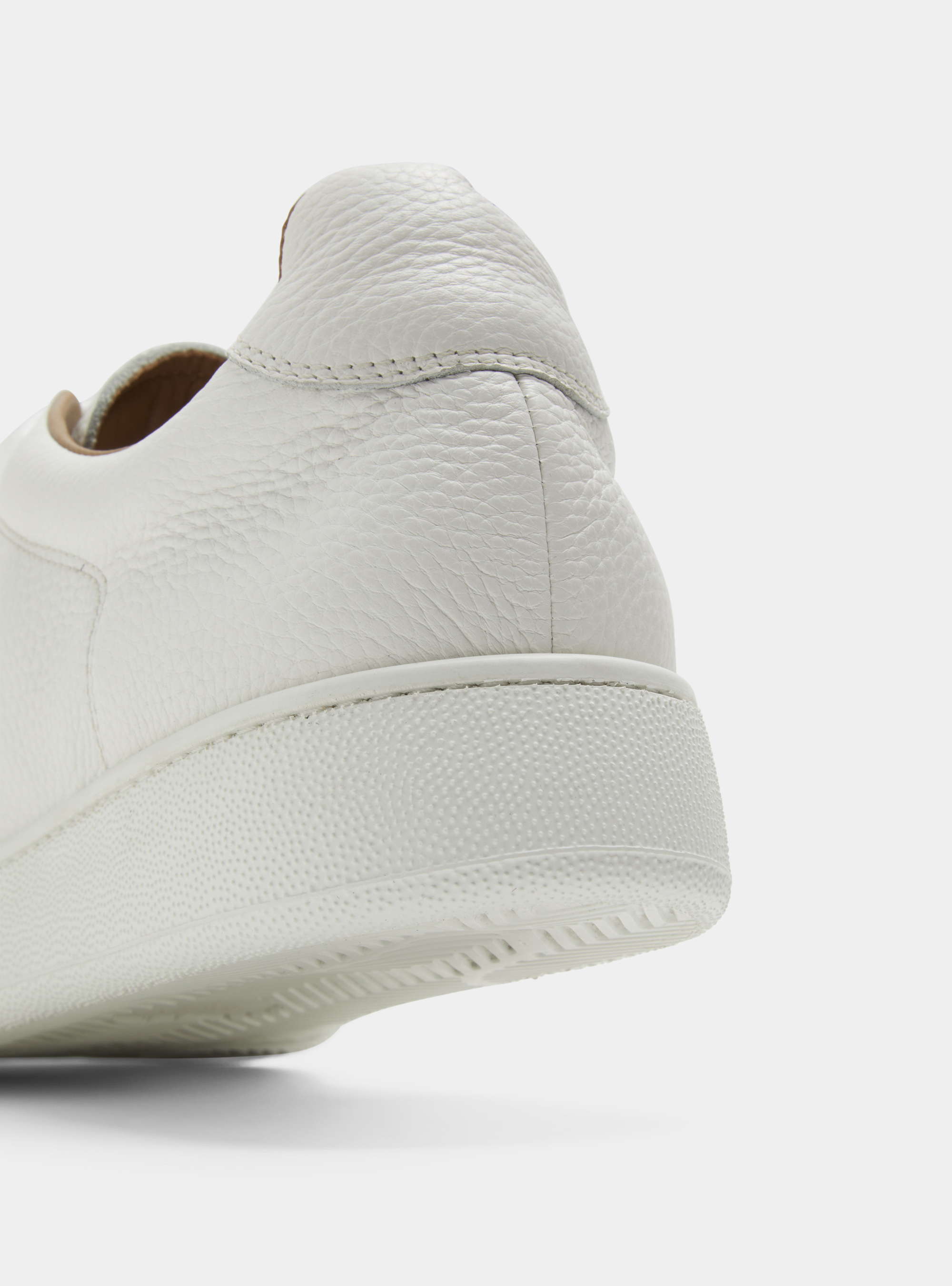 Grained leather trainers, WHITE
