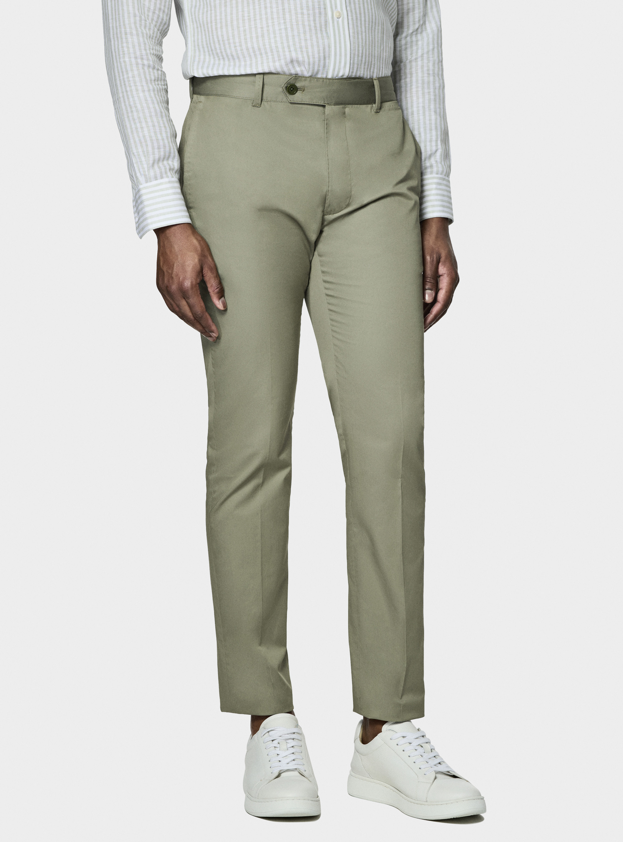 Lightweight twill slim fit chino trousers, SALVIA 0602C