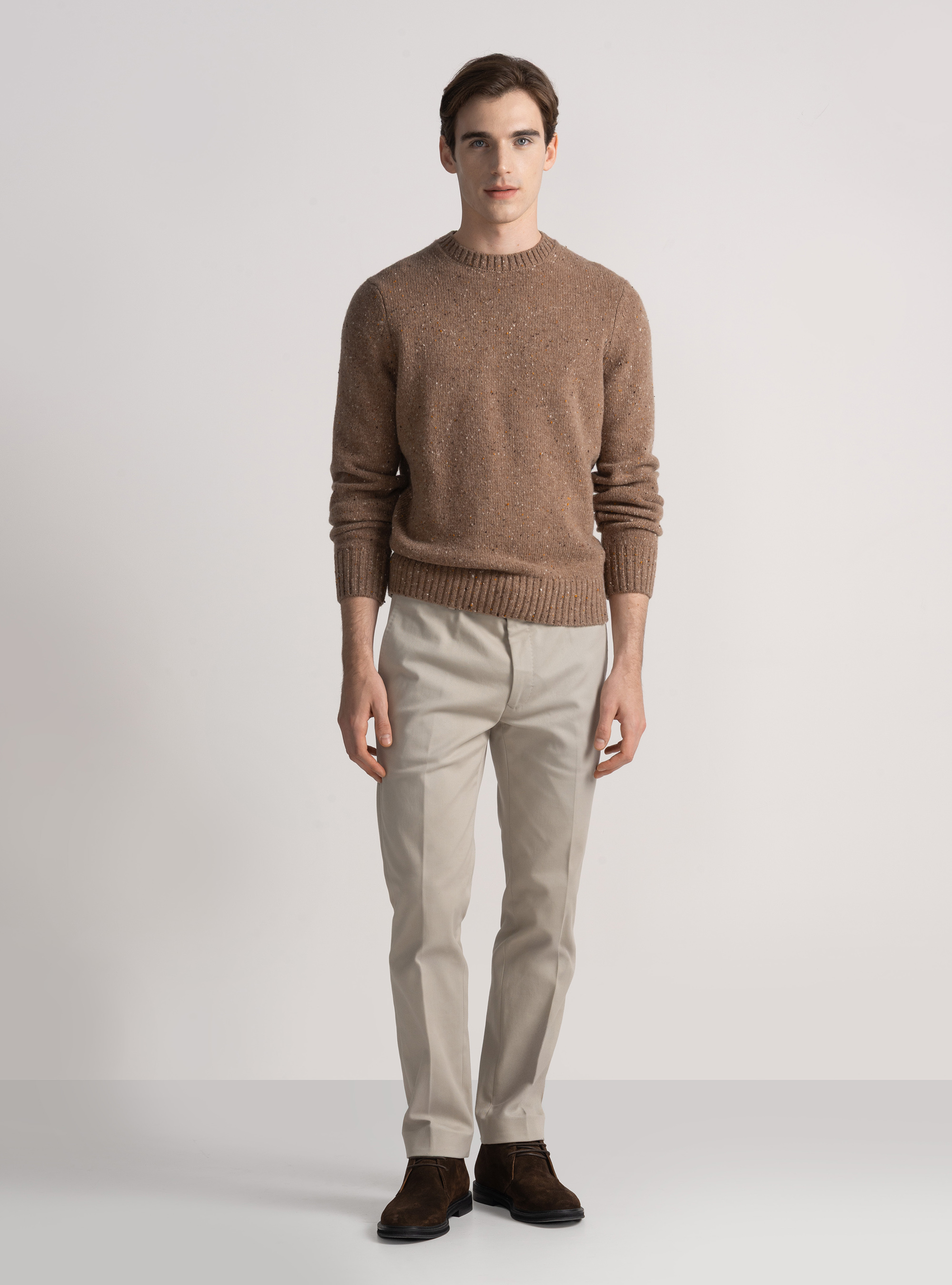 Pantaloni in cotone smerigliato, ECRU